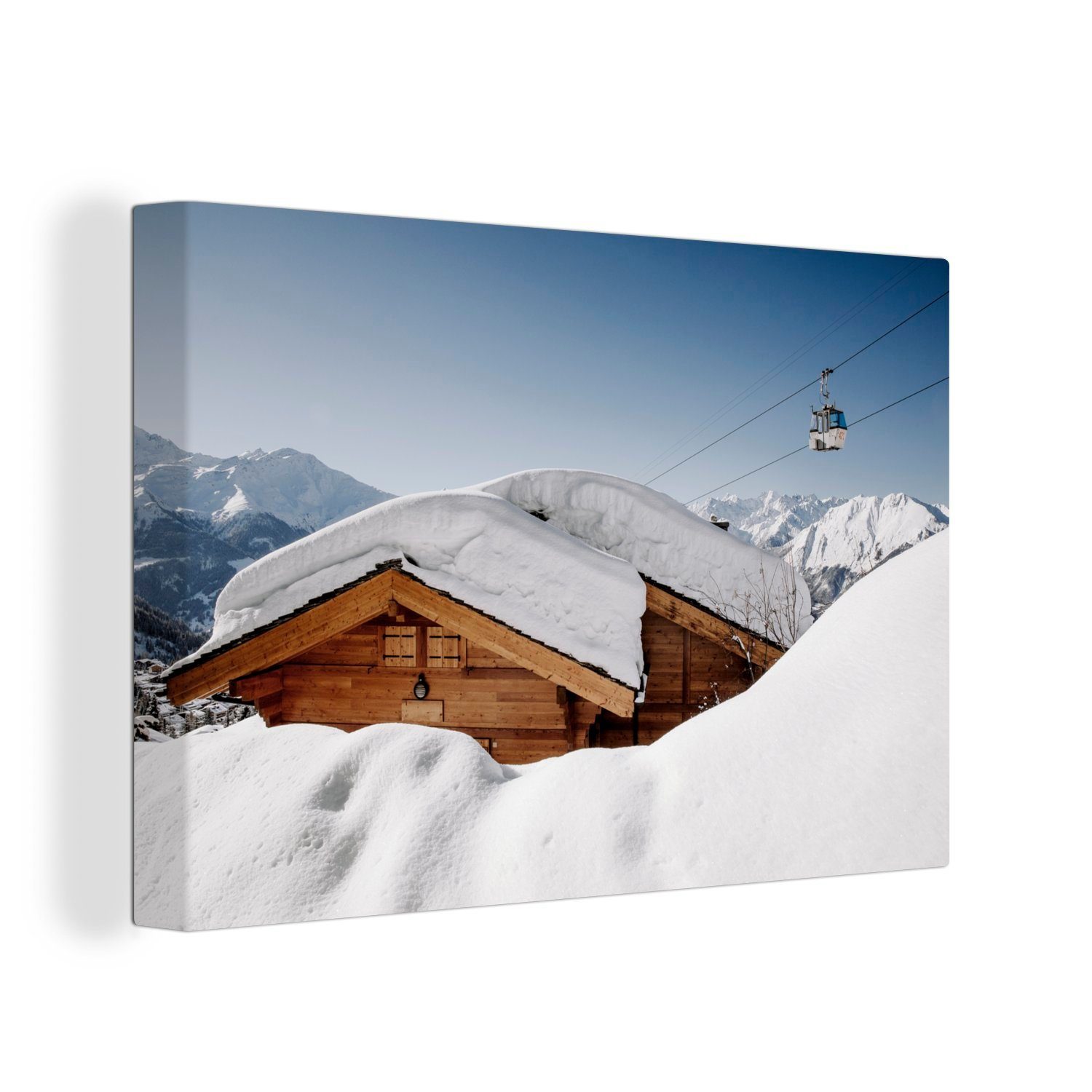 auf Aufhängefertig, Wandbild der Leinwandbild einer Schnee in cm OneMillionCanvasses® Hütte St), (1 Schweiz, Wanddeko, Leinwandbilder, 30x20