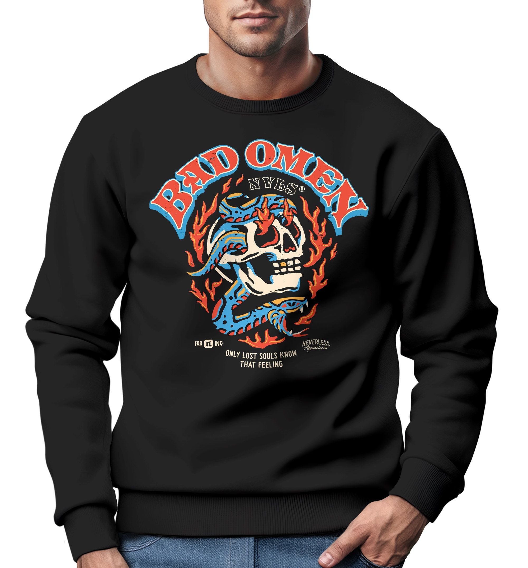 Sweatshirt Sweatshirt Herren Print Skull Totenkopf Grafik Biker Design