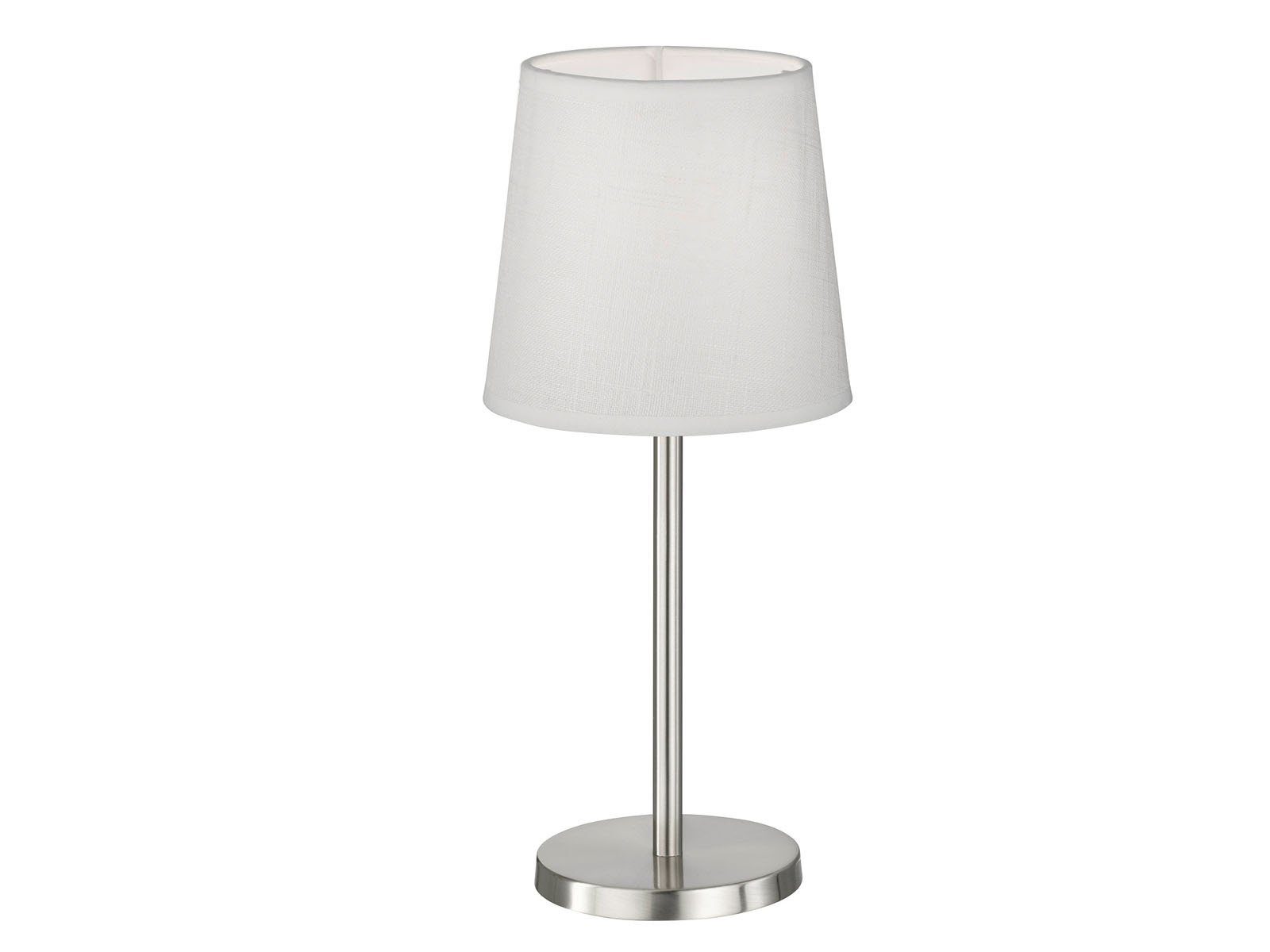 Höhe Warmweiß, Stoff Design-klassiker Lampenschirm 30cm mit LED easy! Silber-Weiß Nachttischlampe, LED Weiß, wechselbar, FHL kleine