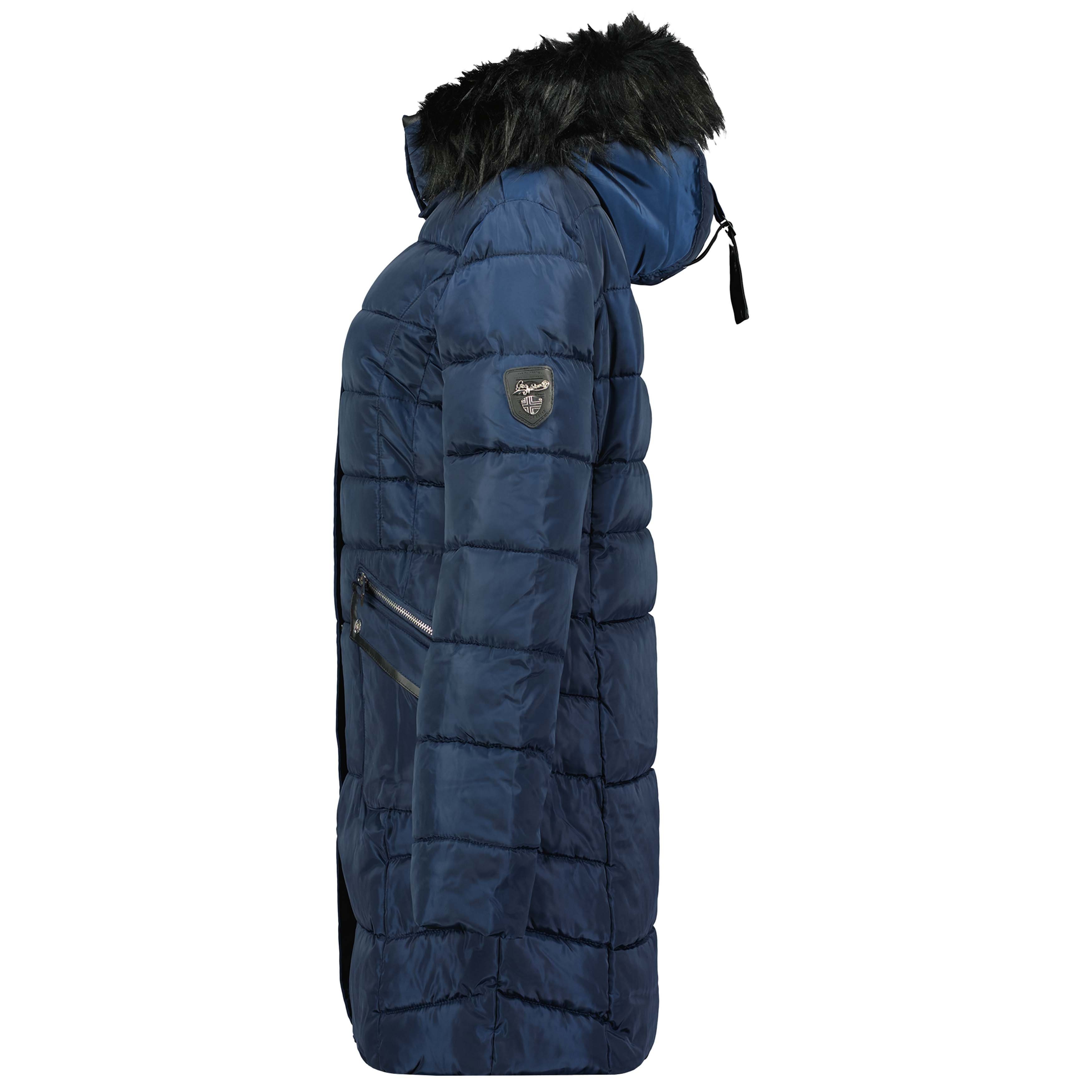 Geo Norway Winterjacke Damen Outdoor Jacke Steppjacke in Unifarbe, mit abnehmbarer Kapuze, mit Stehkragen