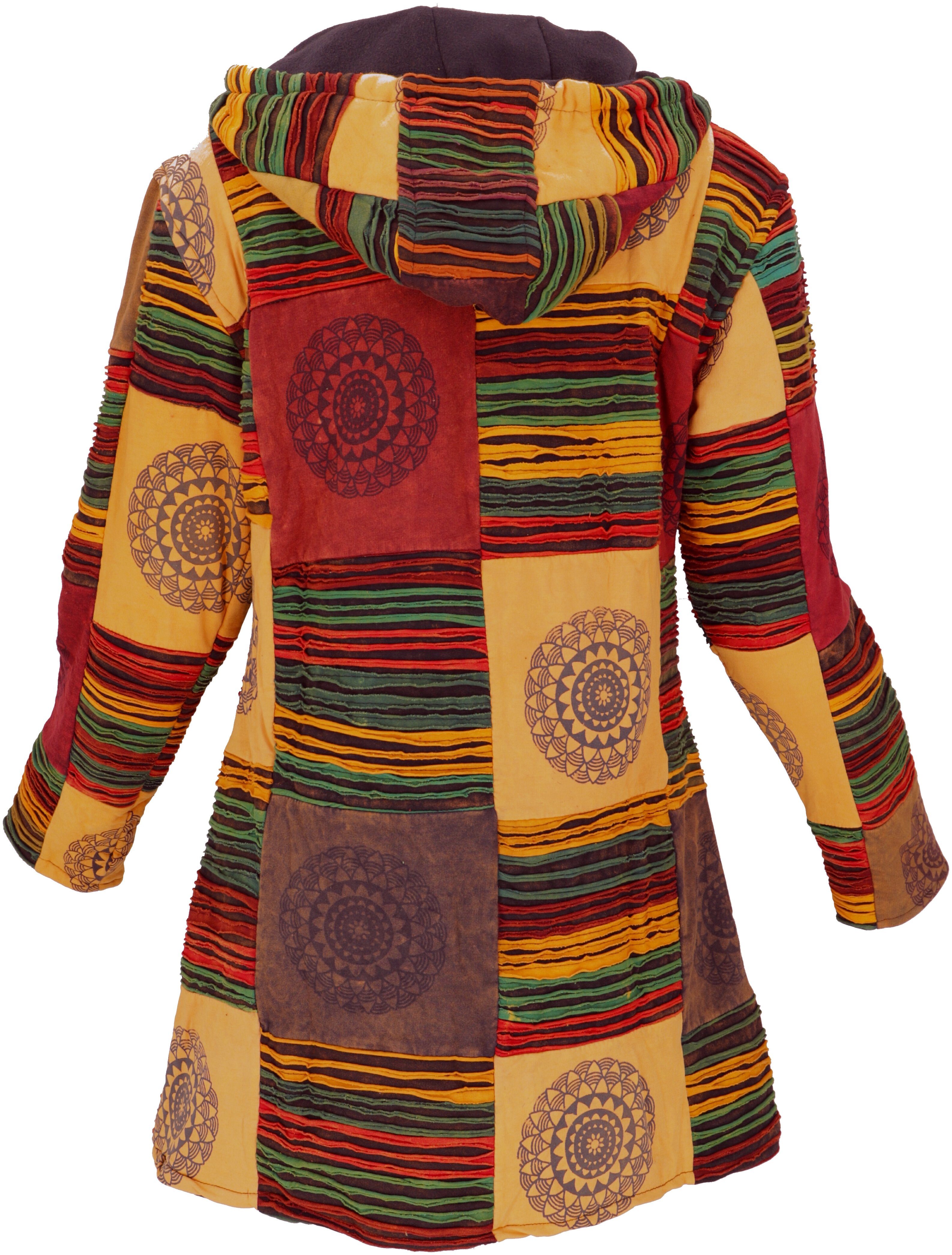 Guru-Shop Langjacke Goa Patchwork Kurzmantel, Boho Hippie Jacke -.. alternative Bekleidung