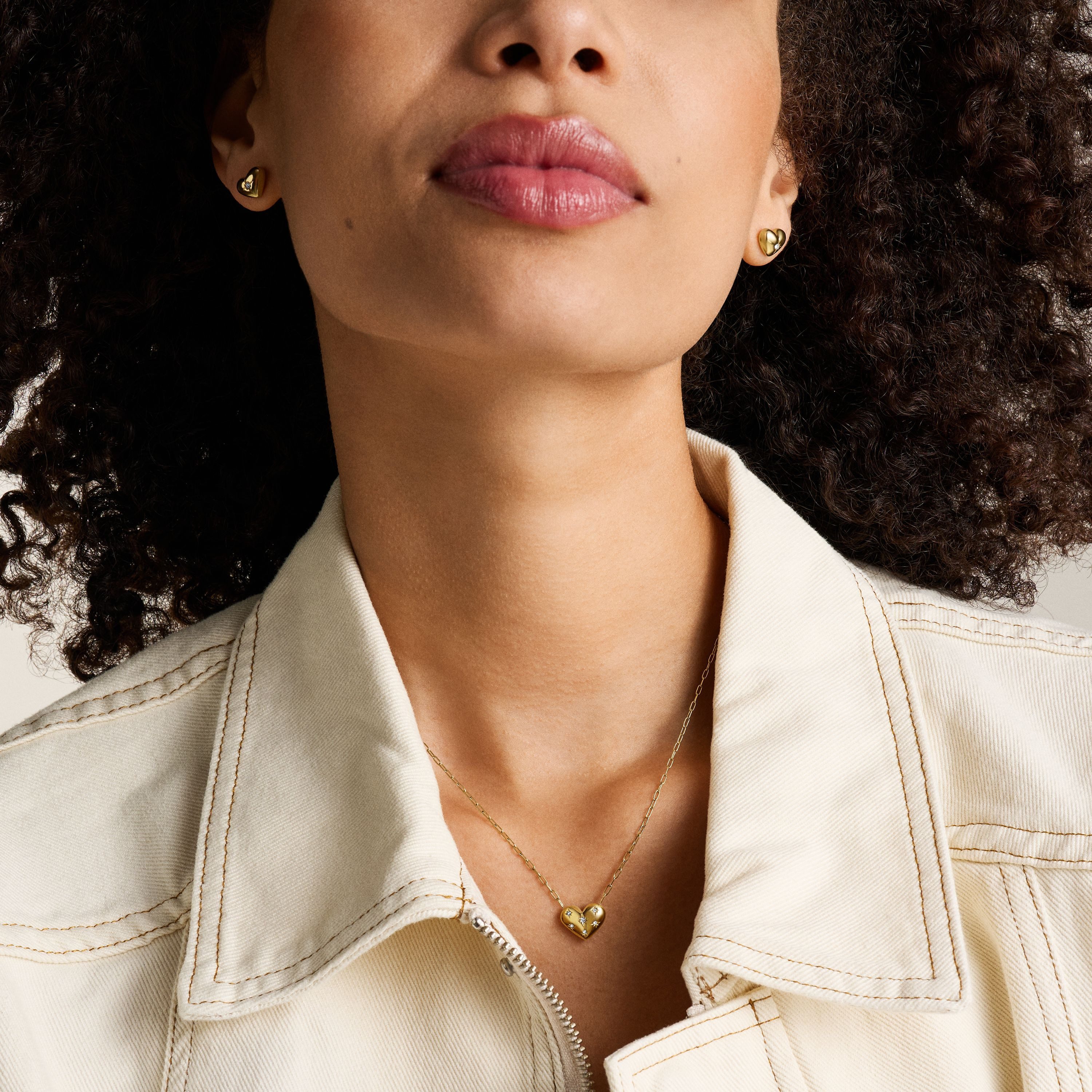 Fossil Paar Ohrstecker Schmuck Geschenk Edelstahl Ohrringe SADIE Herz, mit Glasstein