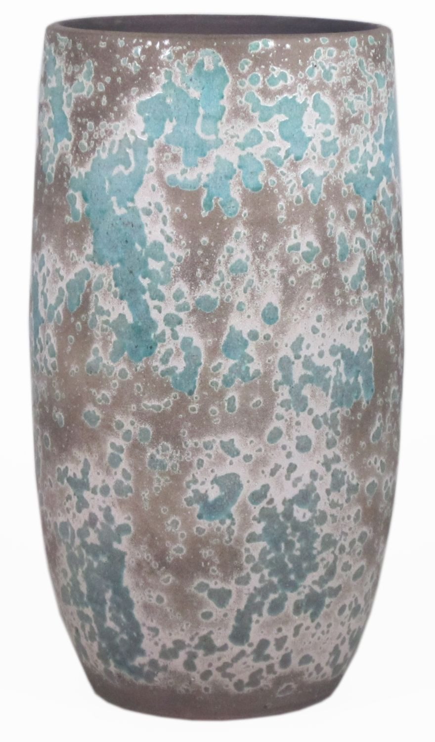 INNA-Glas Dekovase Rustikale Keramikvase, Farbverlauf, braun-grün, 45 cm, Ø 20 cm