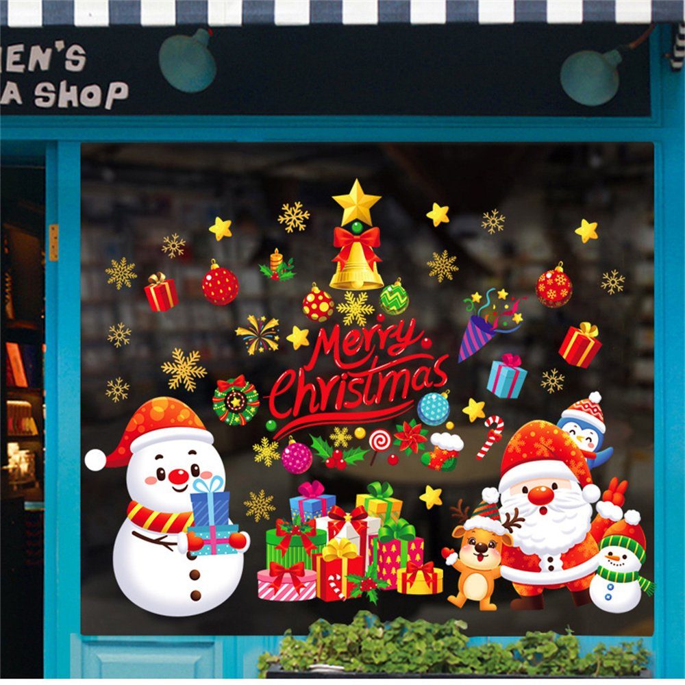 DAYUT Dekoschale Weihnachts dekoration Fenster aufkleber Santa