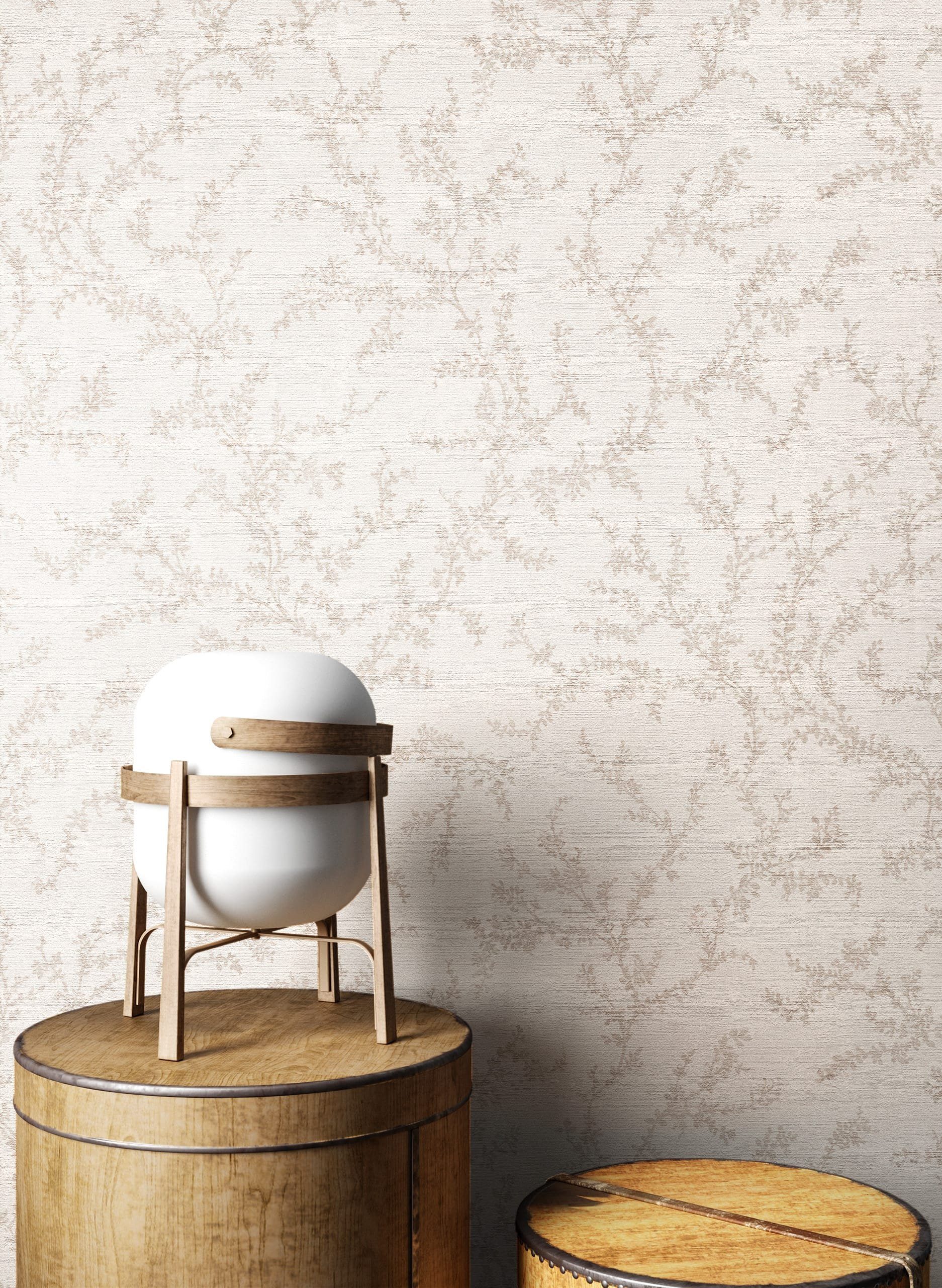 Newroom Vliestapete Eden Creme Tapete Mustertapete Äste, strukturiert, Naturzweige