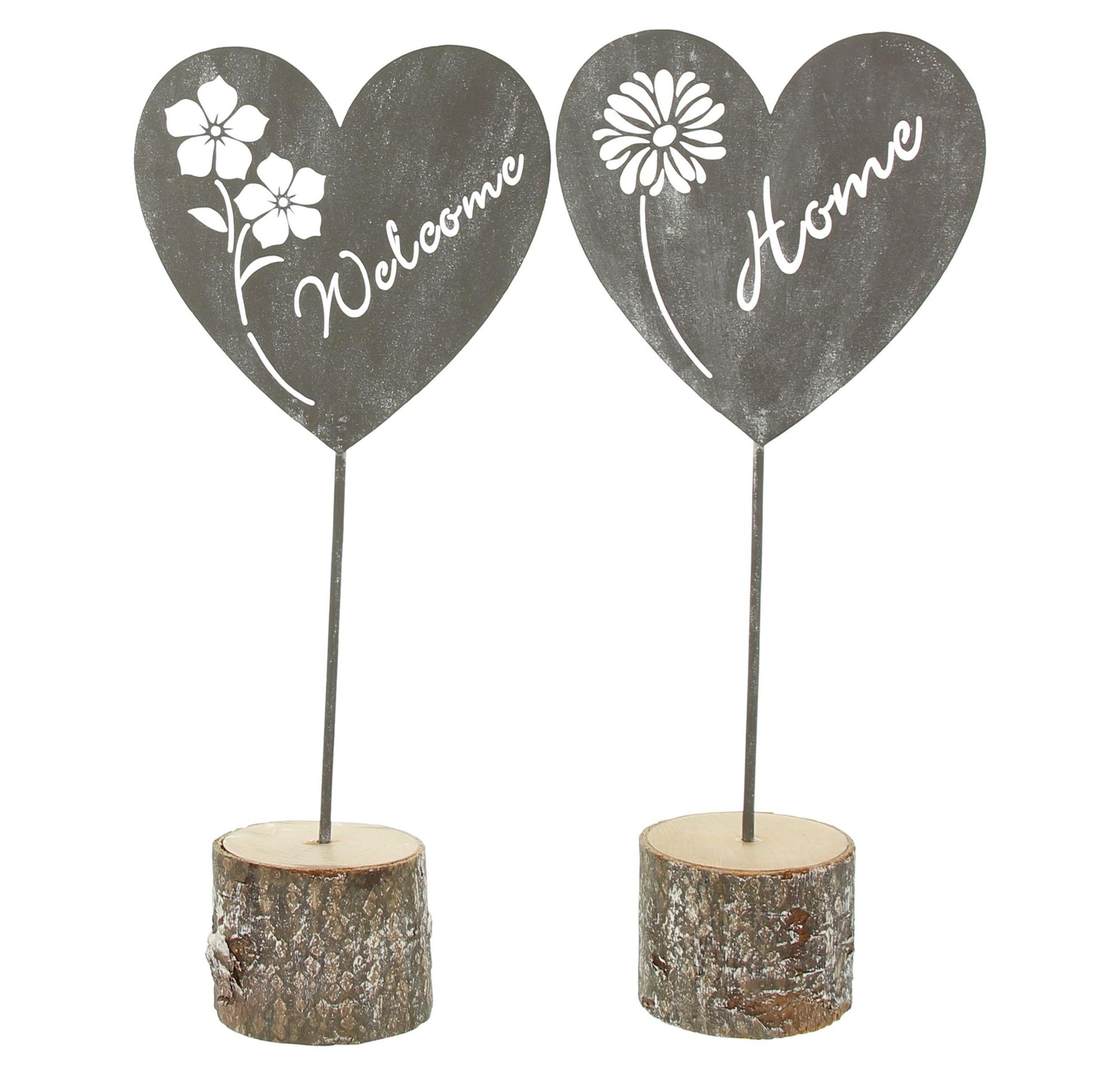 Dekoobjekt Herz "Welcome Home", 2er Set