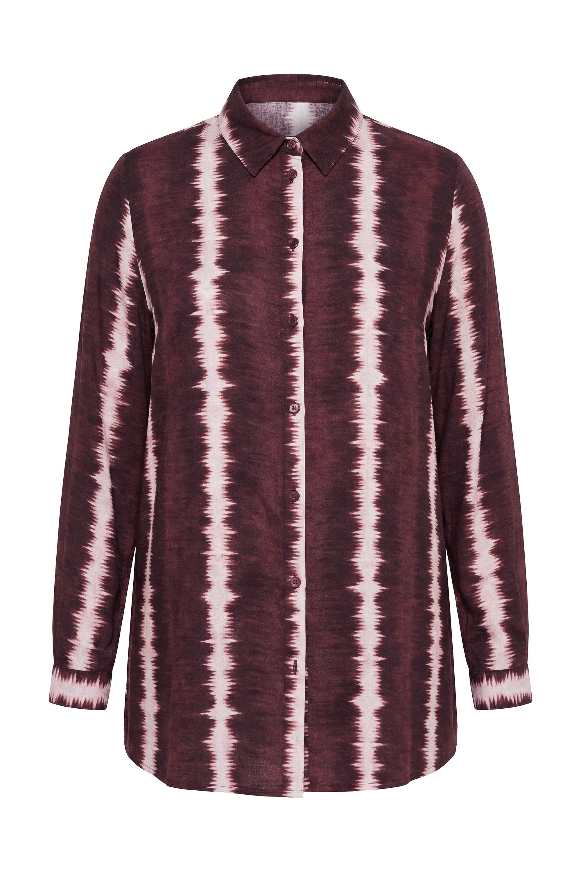 Hemdbluse Hemdbluse Straight Shape Batik-Stripes Langarm