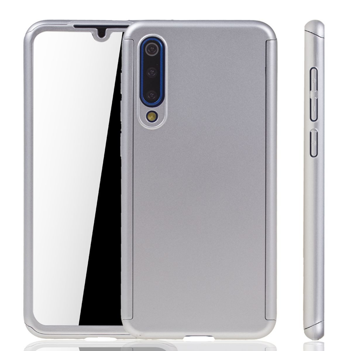 König Design Handyhülle Xiaomi Mi 9 SE, Xiaomi Mi 9 SE Handyhülle 360 Grad Schutz Full Cover Silber