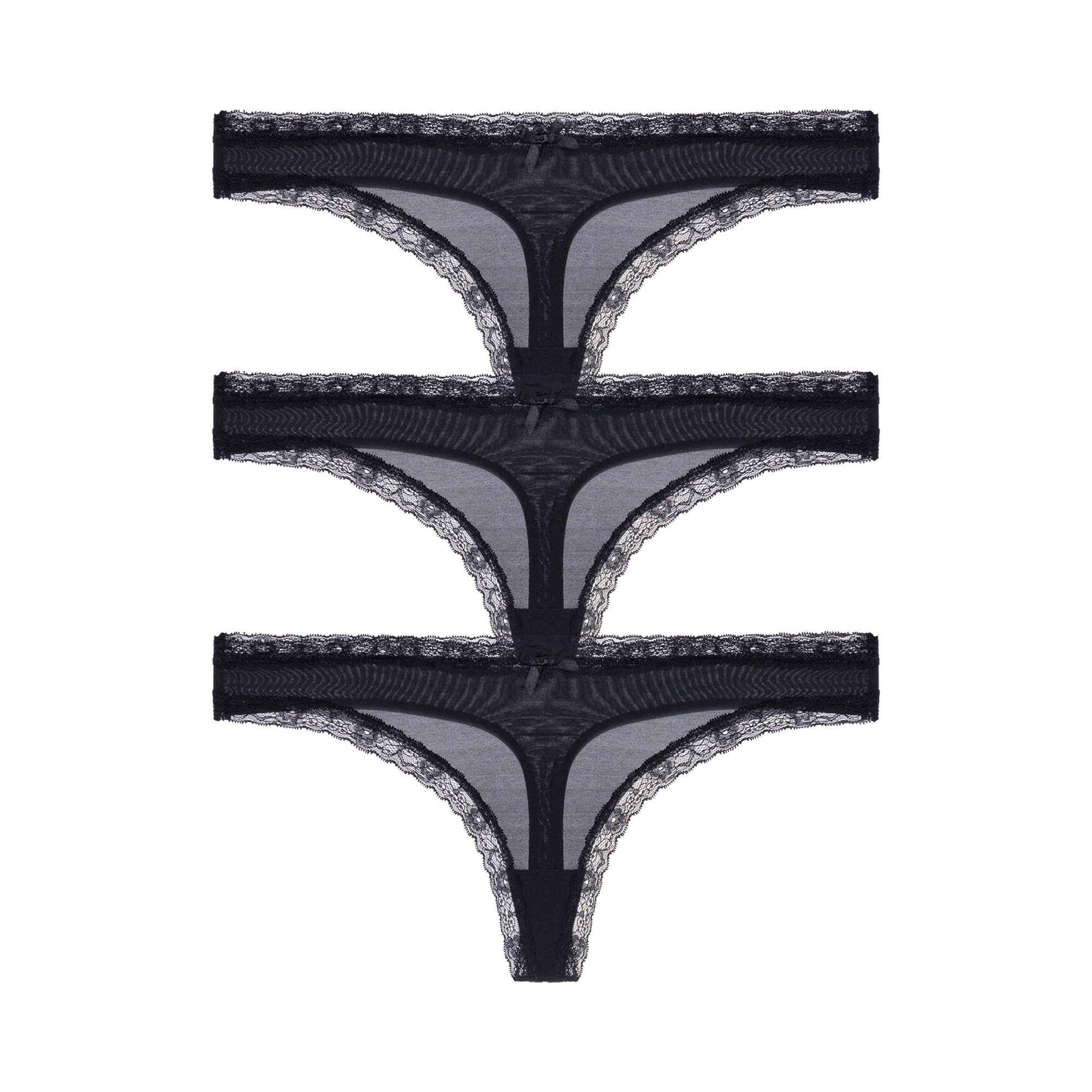 Dorina Tanga Essential Microfibre (5er Pack) Spitzenbesatz und Schleife, Multipack