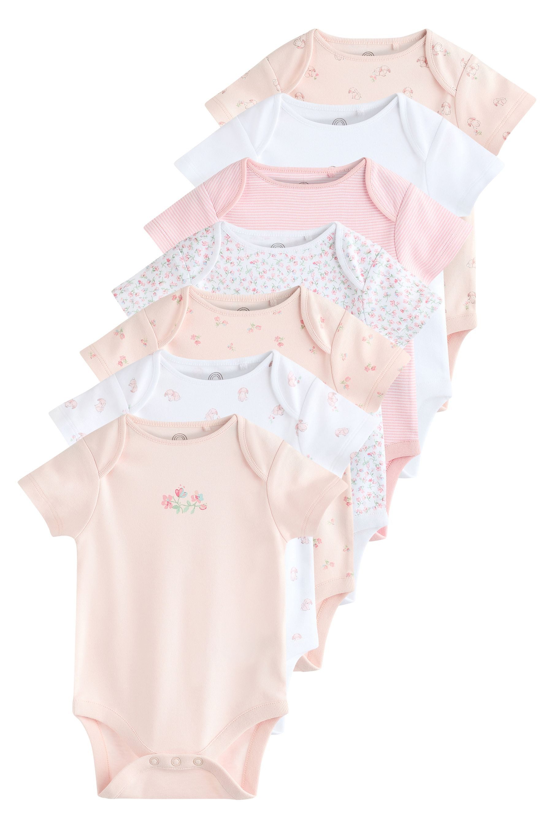 Next Kurzarmbody Kurzärmelige Strampler, 7er-Pack – 7er-Pack (7-tlg)