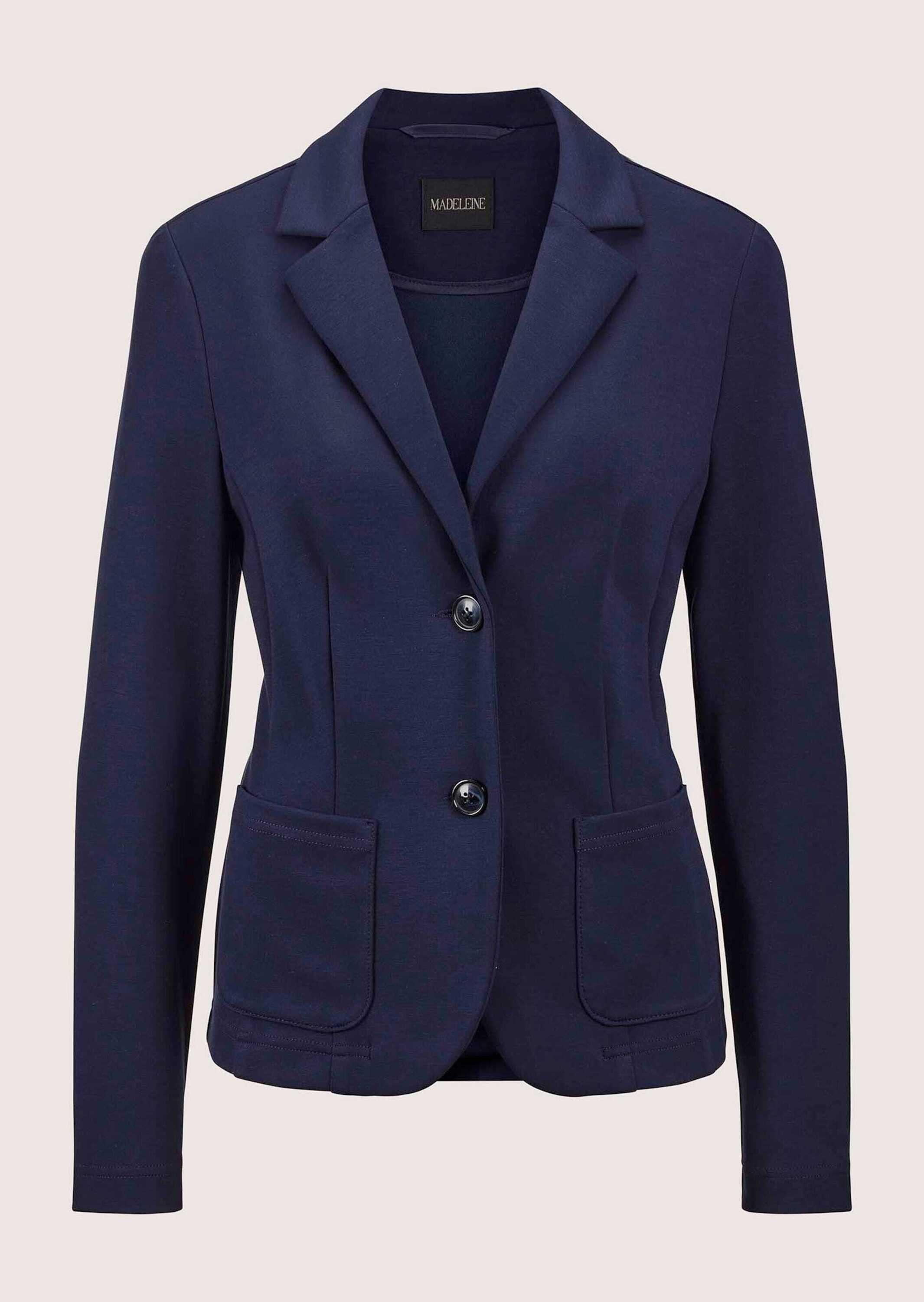MADELEINE Kurzblazer Jersey-Blazer mit Reverskragen Unifarbenes Design mit klassischem Reverskragen