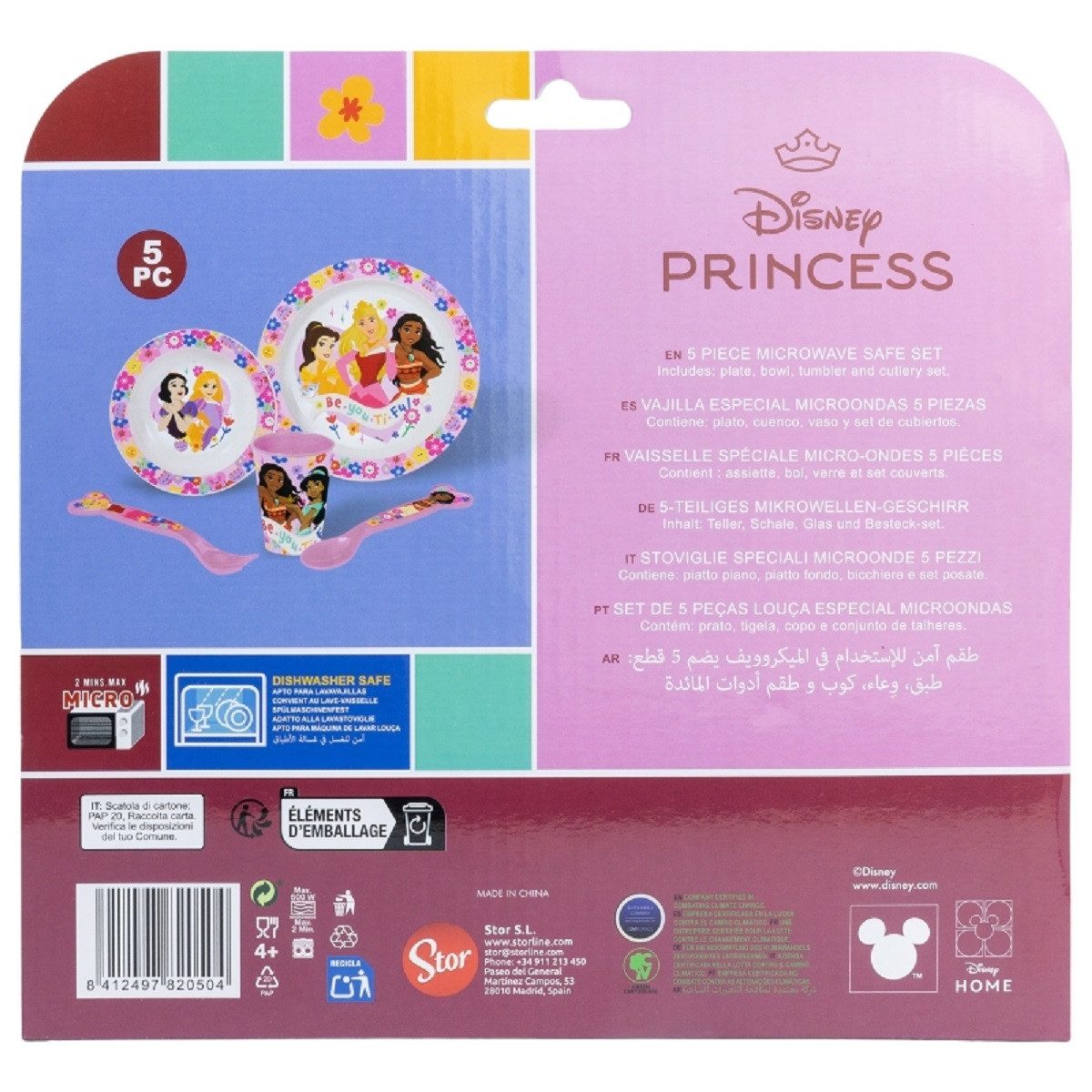 Disney Princess Frühstücks-Set Teller-Set Mikrowellengeeignet 5-teiliges mit rutschfestem Boden