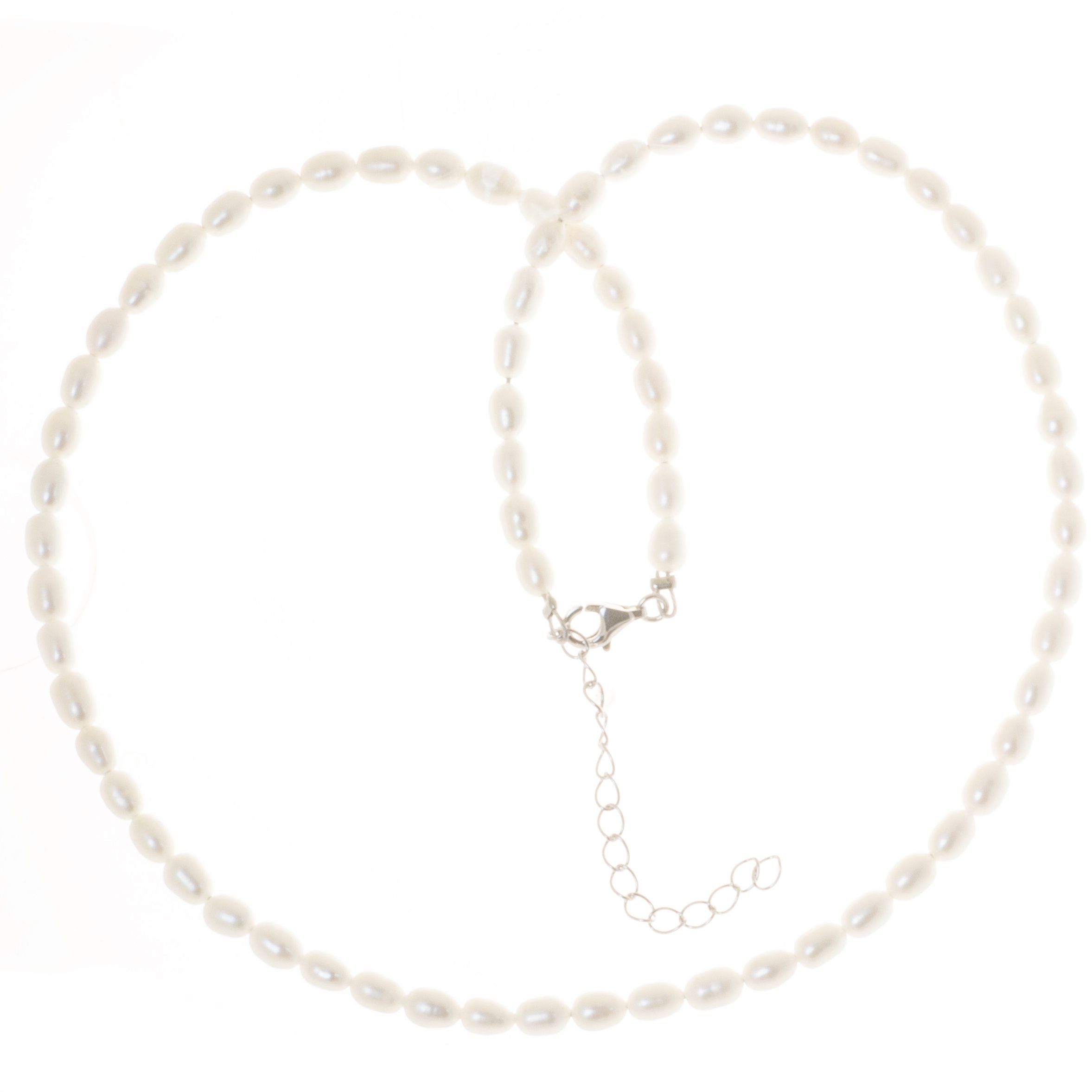 Bella Carina Perlenkette Kette mit echten Perlen Reiskorn, mit Süßwasser  Perlen