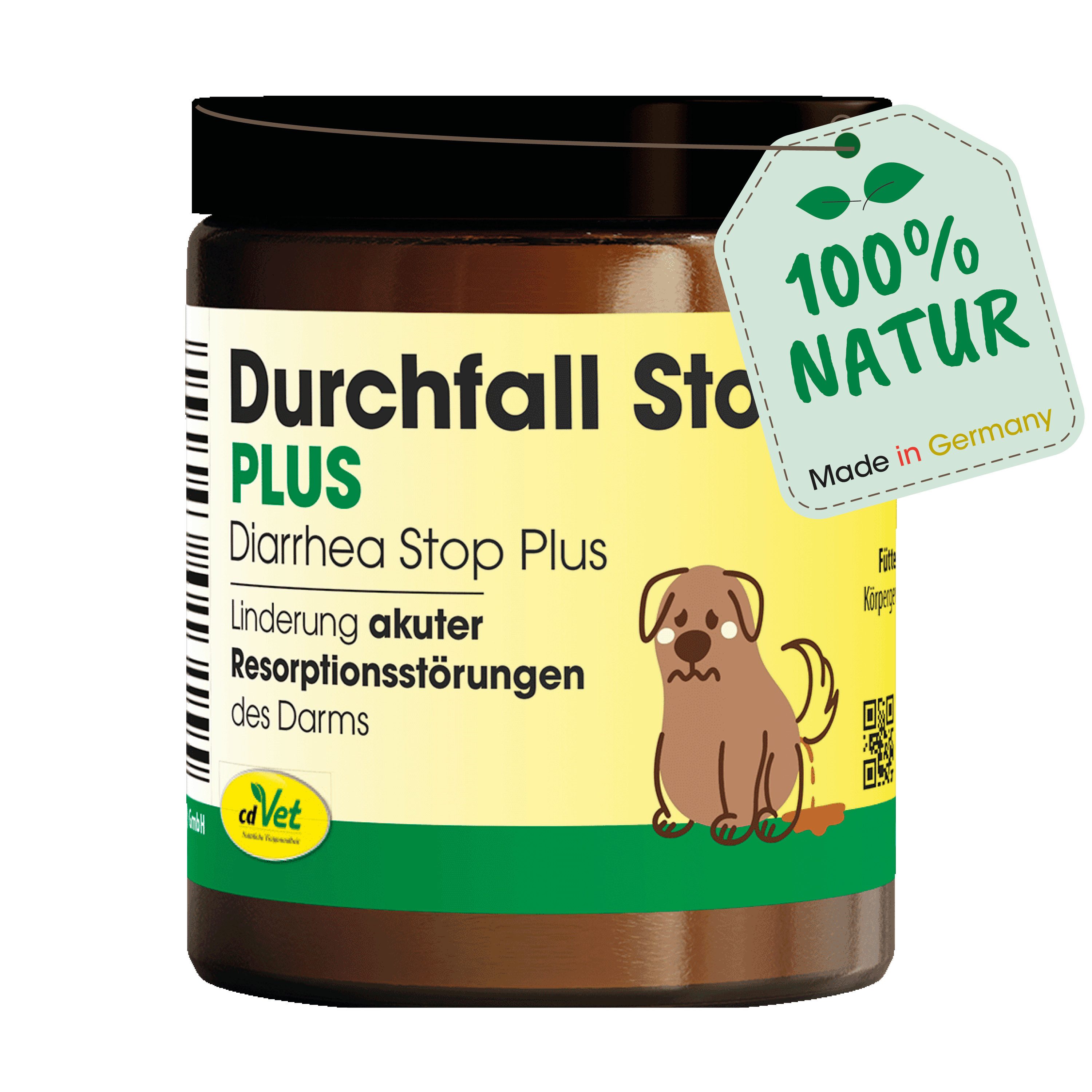 cdVet DurchfallStopp Plus, Ergänzungsfutter für: Katzen, Hunde, Linderung akuter Resorptionsstörungen von cdVet