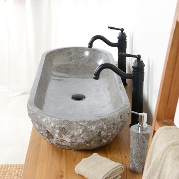 wohnfreuden Aufsatzwaschbecken Marmor Waschbecken VALE Gr. XL 120 cm grau oval (Kein Set), 90_102292