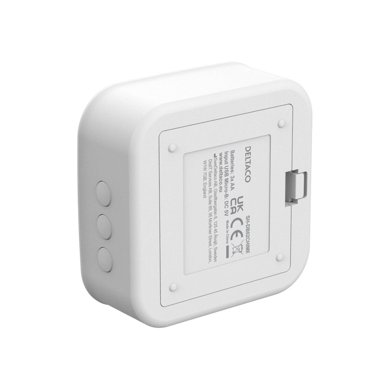 DELTACO kompatibel Batterien) SMART SMART Türklingel SH-DB02 Funk-Türklingel, Funk-Türklingel HOME Status-LEDs, x (Innenbereich, zu Smart Home HOME über 1 Stromversorgung AA 3x