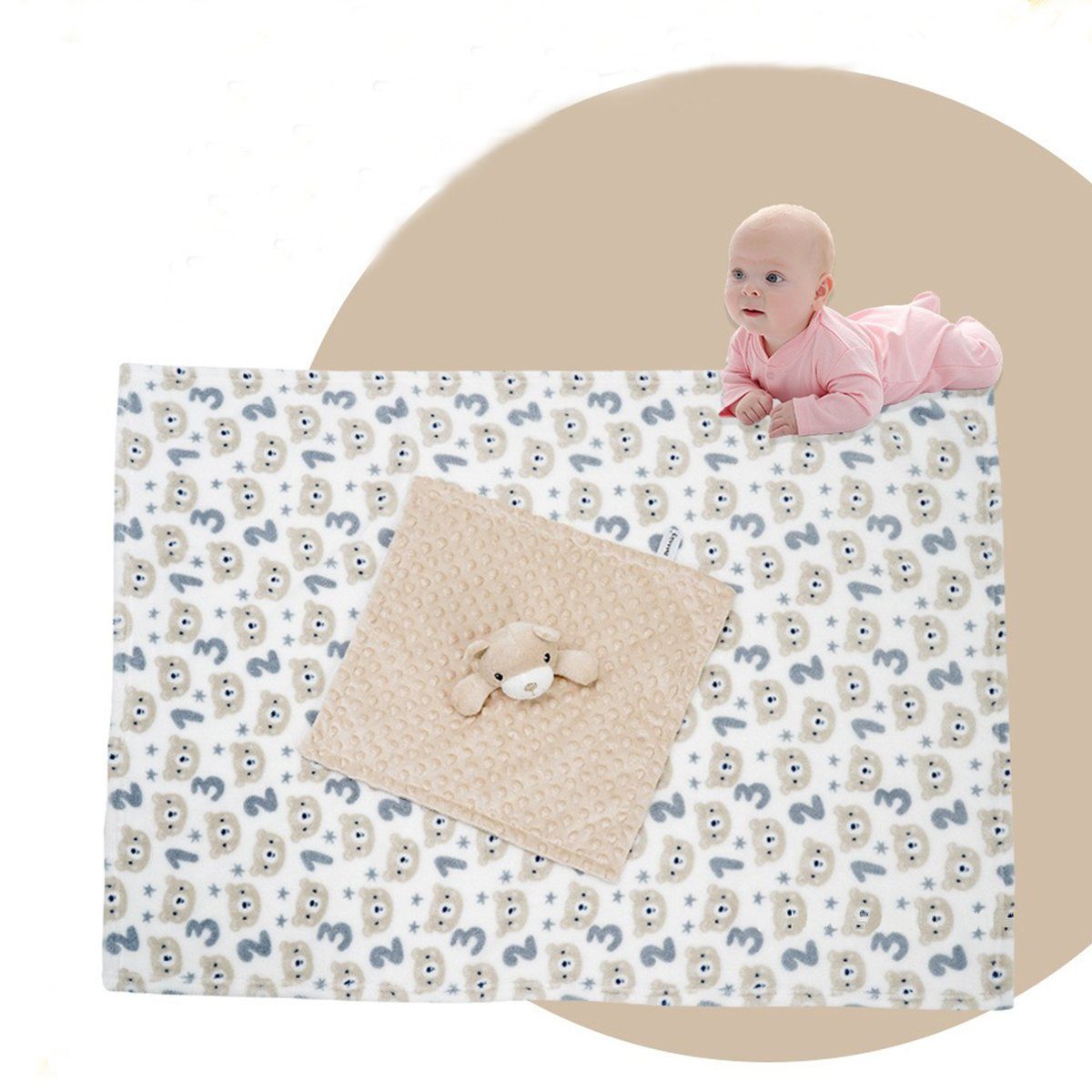Babydecke Babydecke inklusive Trösterchen khaki Baby Junge Mädchen, Geschenkset Geschenk XDeer