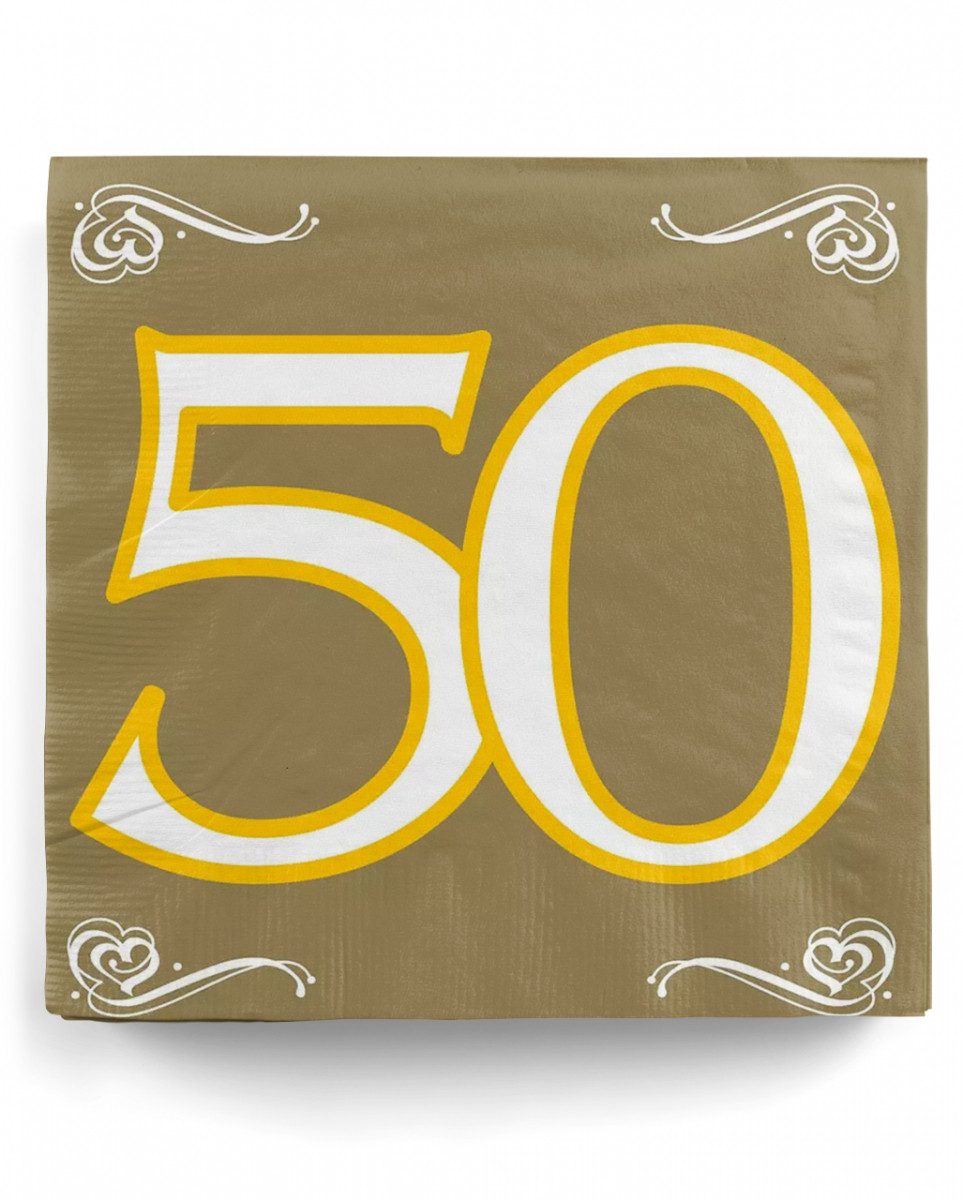 Horror-Shop Papierserviette Goldene 50er Servietten als Tischdekoration