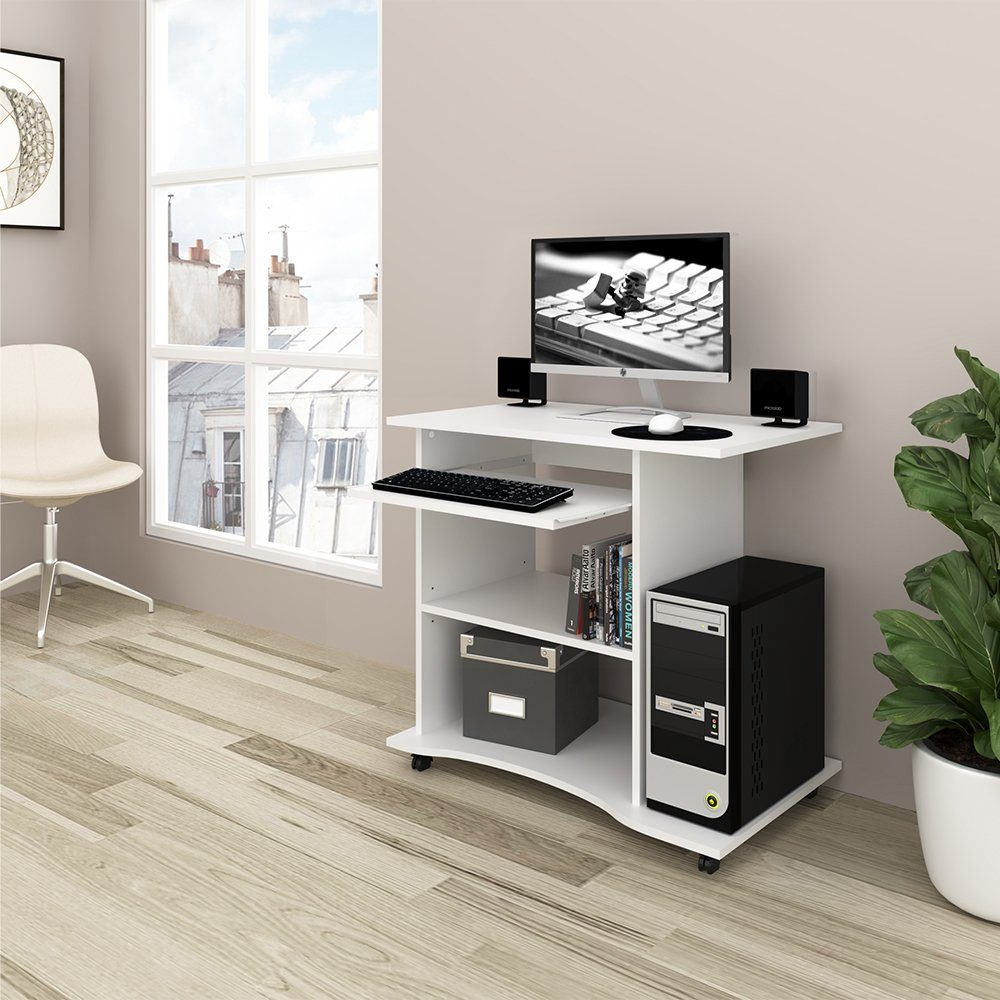 Vicco Laptoptisch »Computertisch HARM Tisch Bürotisch Büro Schreibtisch  rollbar Weiß« online kaufen | OTTO