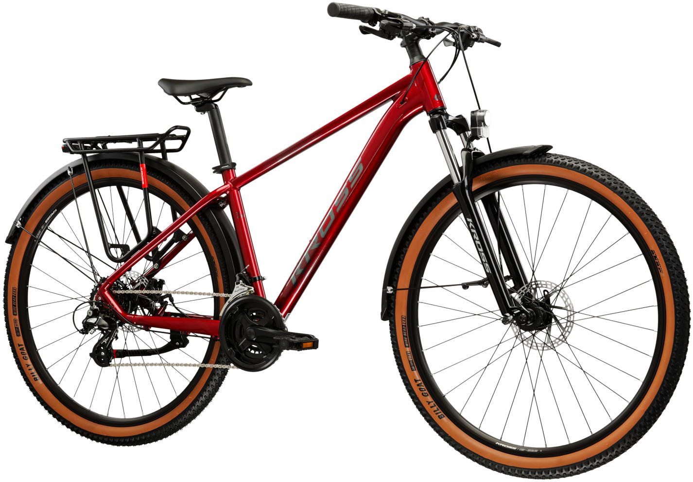 Kross Mountainbike Hardtail 27,5" Hexagon X200 rot 21 Gänge mit Beleuchtung 2026, 21 Gang Shimano ALTUS M310 Schaltwerk, Kettenschaltung, Rahmen aus Aluminium Performance