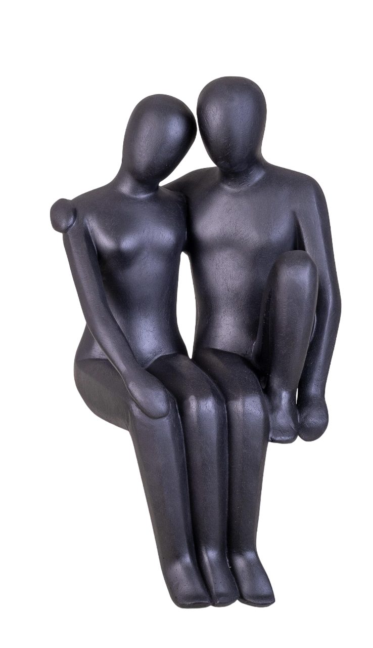 Dekofigur IDYL Moderne Skulptur Figur Sandsteinguss "Sitzendes Liebespaar"