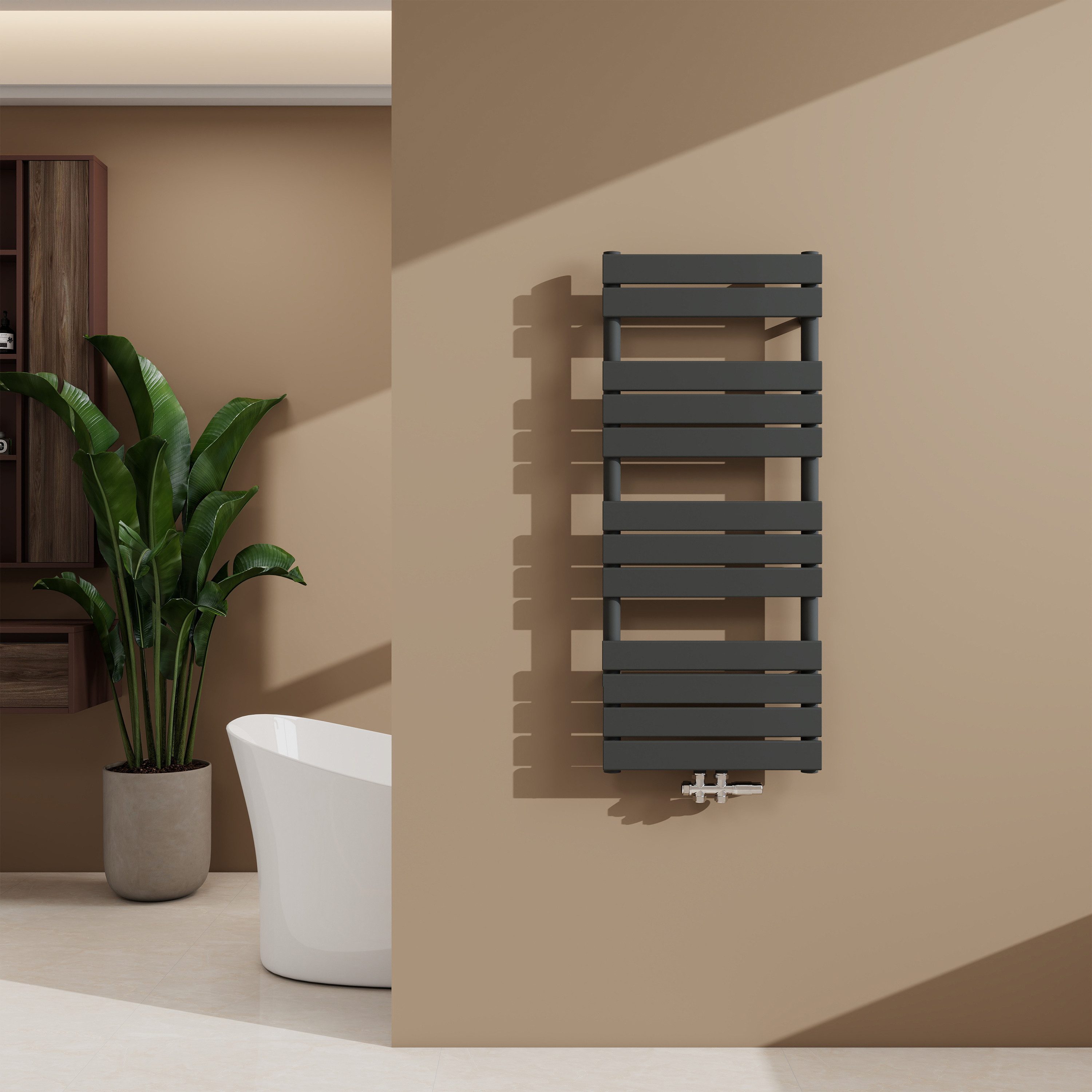 duschspa Badheizkörper Handtuchtrockner Heizkörper PaneelheizkörperWeiß/Anthrazit, Mittelanschluss paneel
