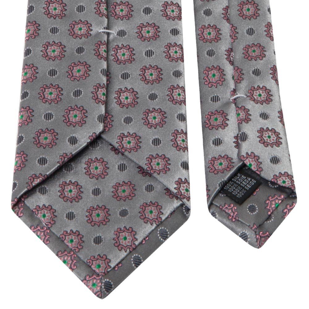 (8cm) Krawatte Breit Krawatte geometrischem mit Muster BGENTS Seiden-Jacquard Grau