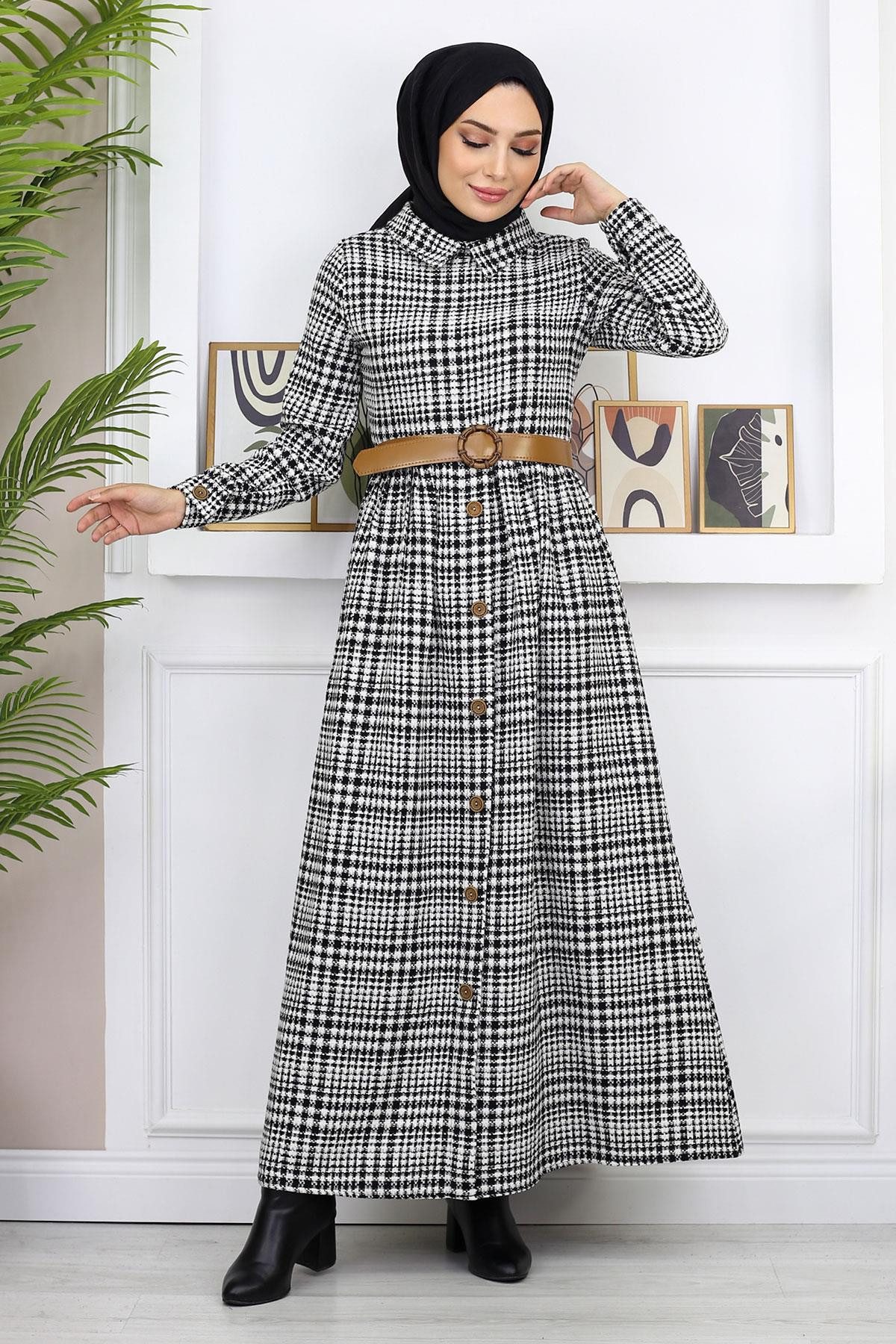 MODAMİHRAM Maxikleid Knopf Detail Kleid günstig online kaufen