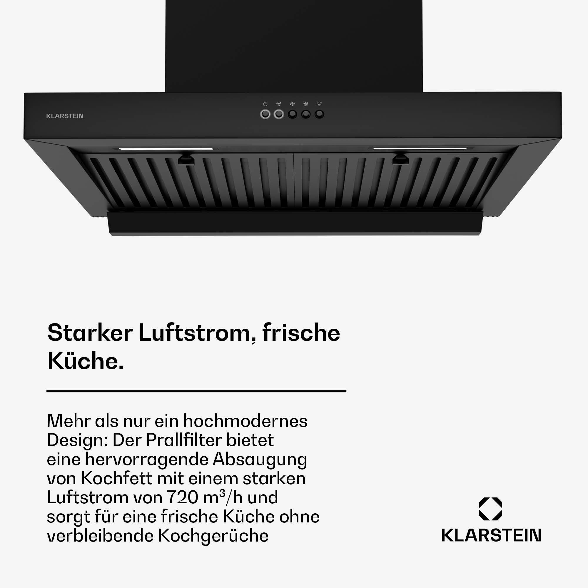 Klarstein Deckenhaube AeroClean 60 AeroClean 60, Dunstabzugshaube Küche Abzughaube Abluft Umluft Edelstahl LED