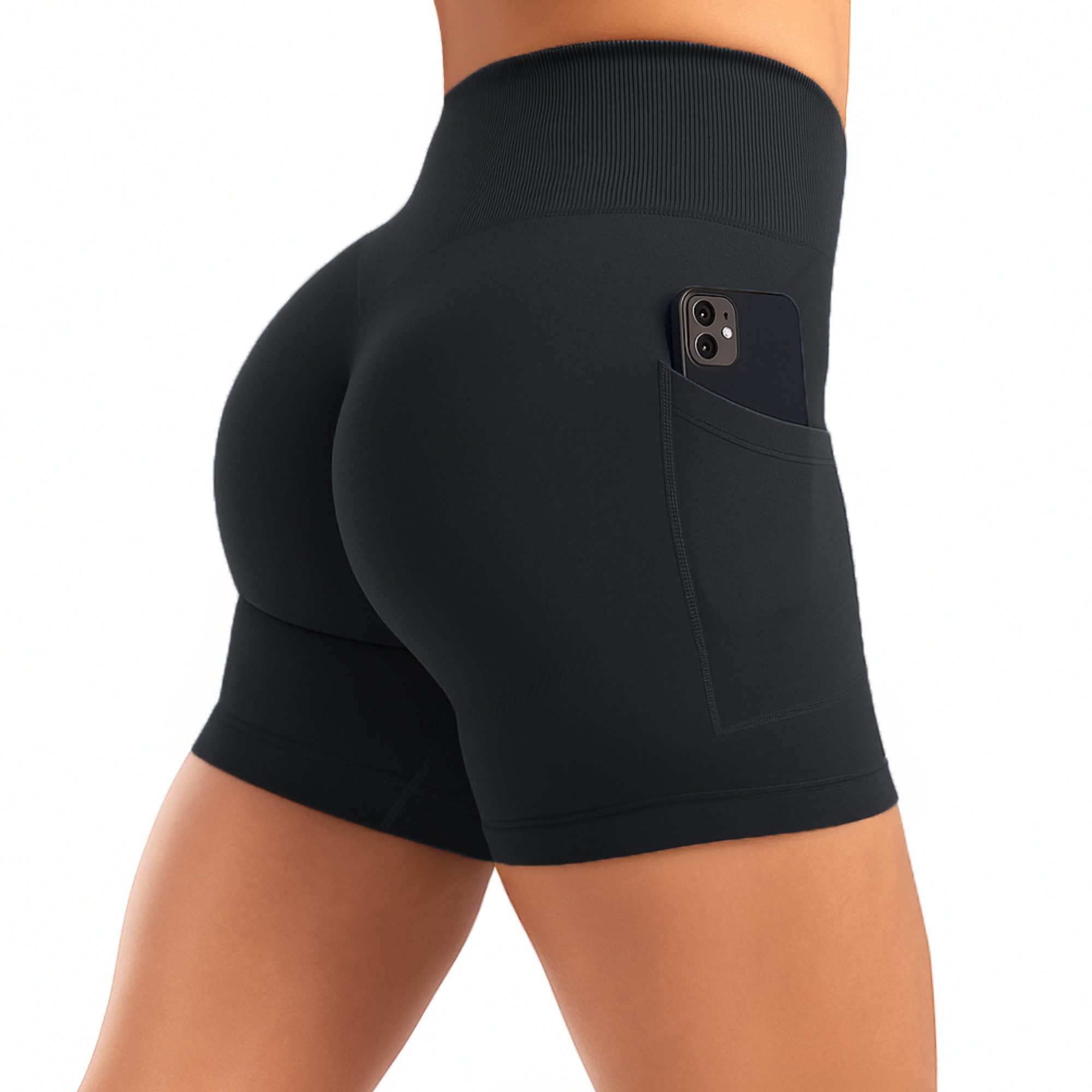 Smilodox Shorts Temmy, Kurze Sport Hose mit Pocket und Kontur, breiter Bund optimaler Halt, elastisch, figurbetonend, Gym Jogging Alltag