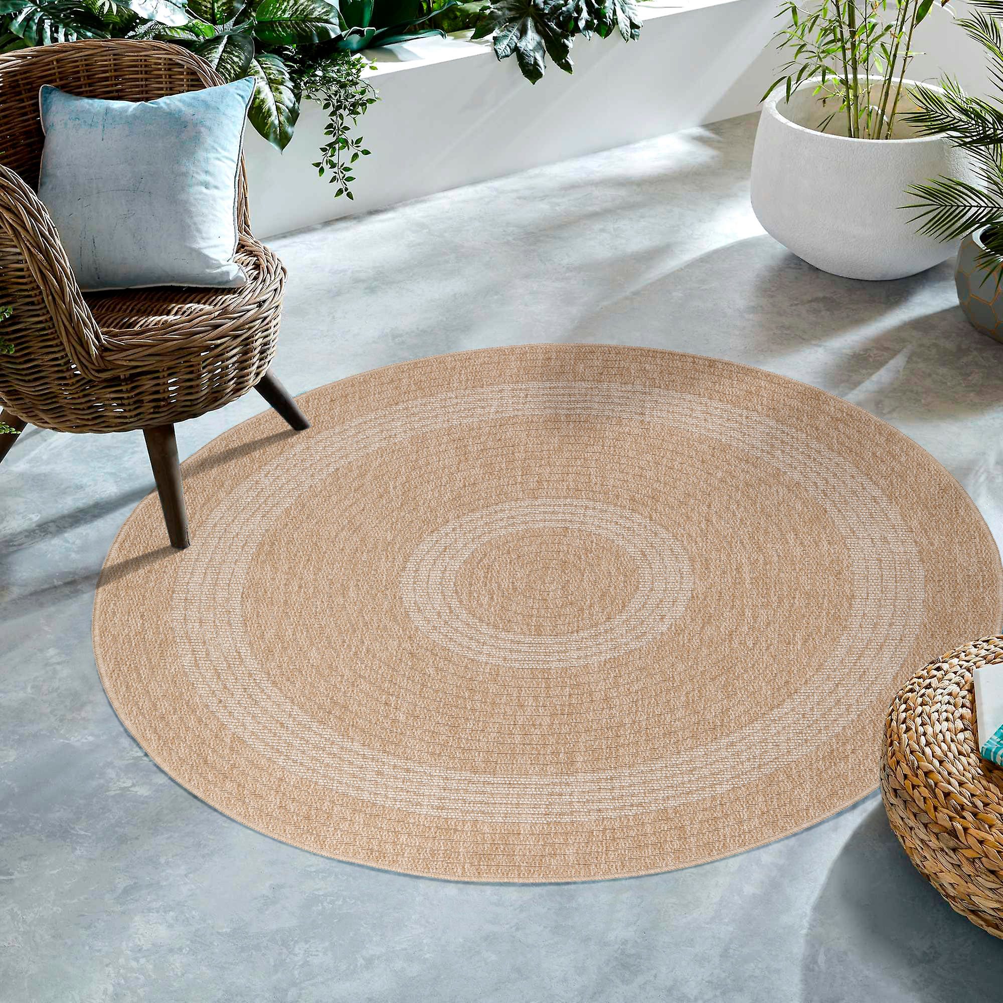 SIMPEX24 Outdoorteppich Vintage Design, Rund, Höhe: 5 mm, Runder Teppich Vi günstig online kaufen