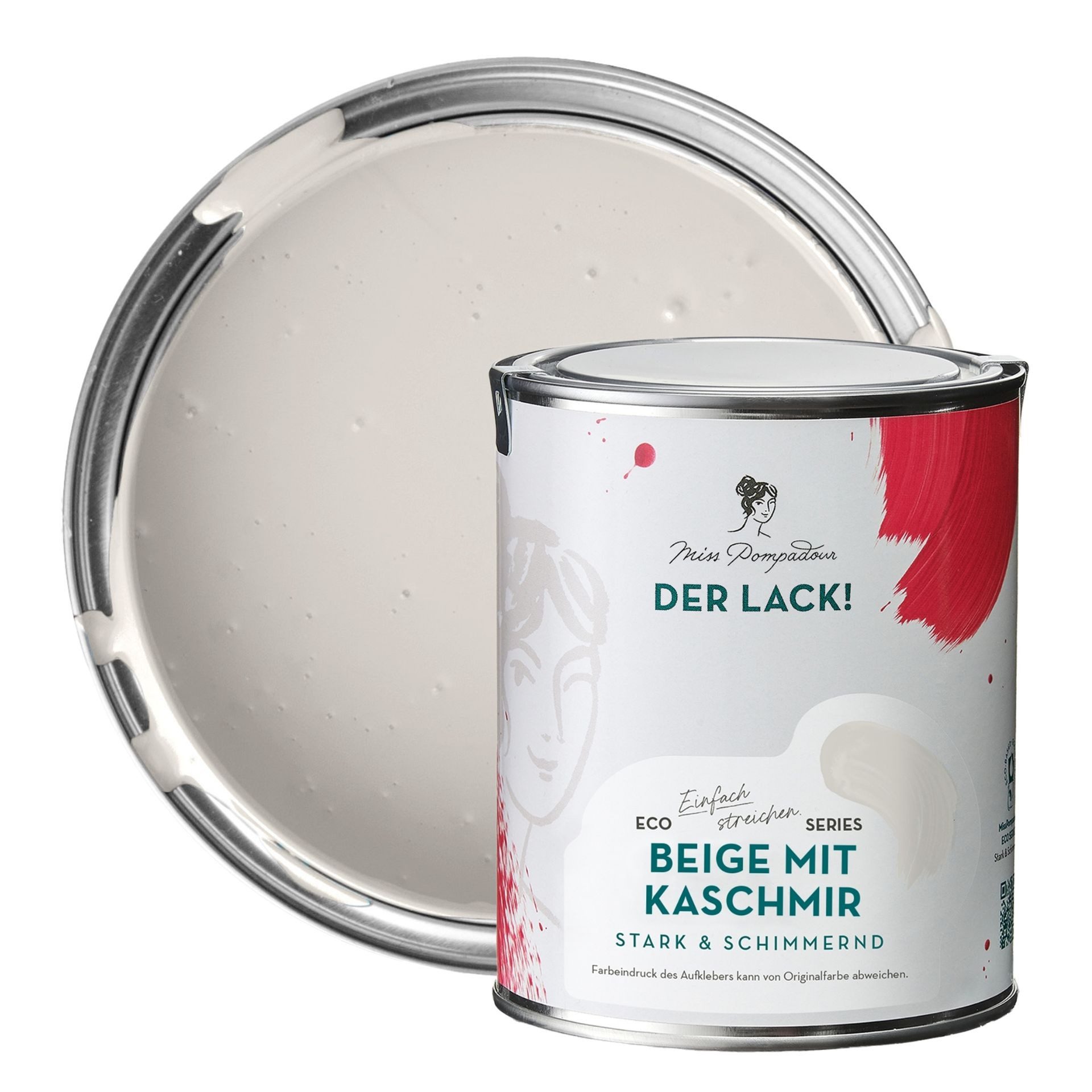 MissPompadour Holzlack Beige mit Kaschmir - seidenmatte Holzfarbe Innen & Außen 1L, hochdeckender Lack ohne Schleifen - für Holz, Metall, Kunststoff