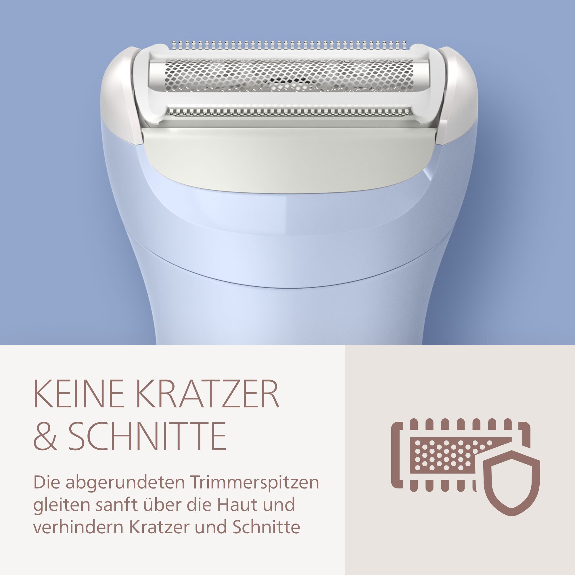 Philips Elektrorasierer Lady Shaver Series 6000, Aufsätze: 1, kabelloser Rasierer, nass und trocken, inkl. Trimmeraufsatz blau