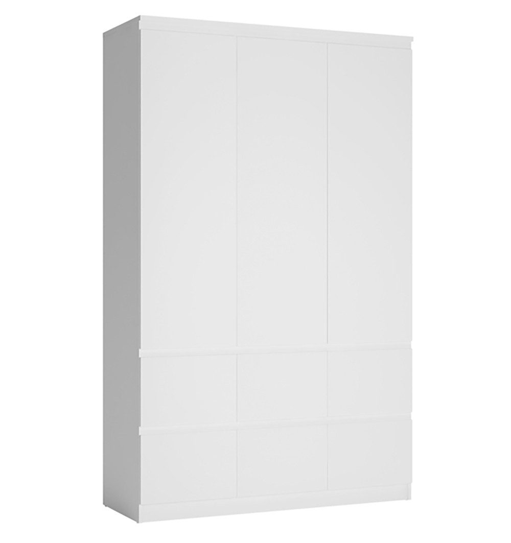 Feldmann-Wohnen Drehtürenschrank Boston (6 Schubladen, max. Belastbarkeit 55kg, 1-St., 3 Drehtüren, 2 Kleiderstangen, 3 Einlegeböden) 136,4x58,5x213cm weiß/weiß hg 3-türig mit 6 Schubladen