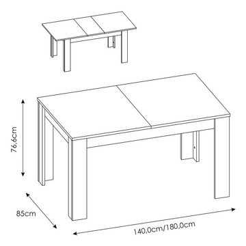 Lomadox Esszimmer-Set LYNDHURST-129, (Spar-Set, 2-St), weiß Hochglanz, mit ausziehbarem Esstisch (140-180cm)