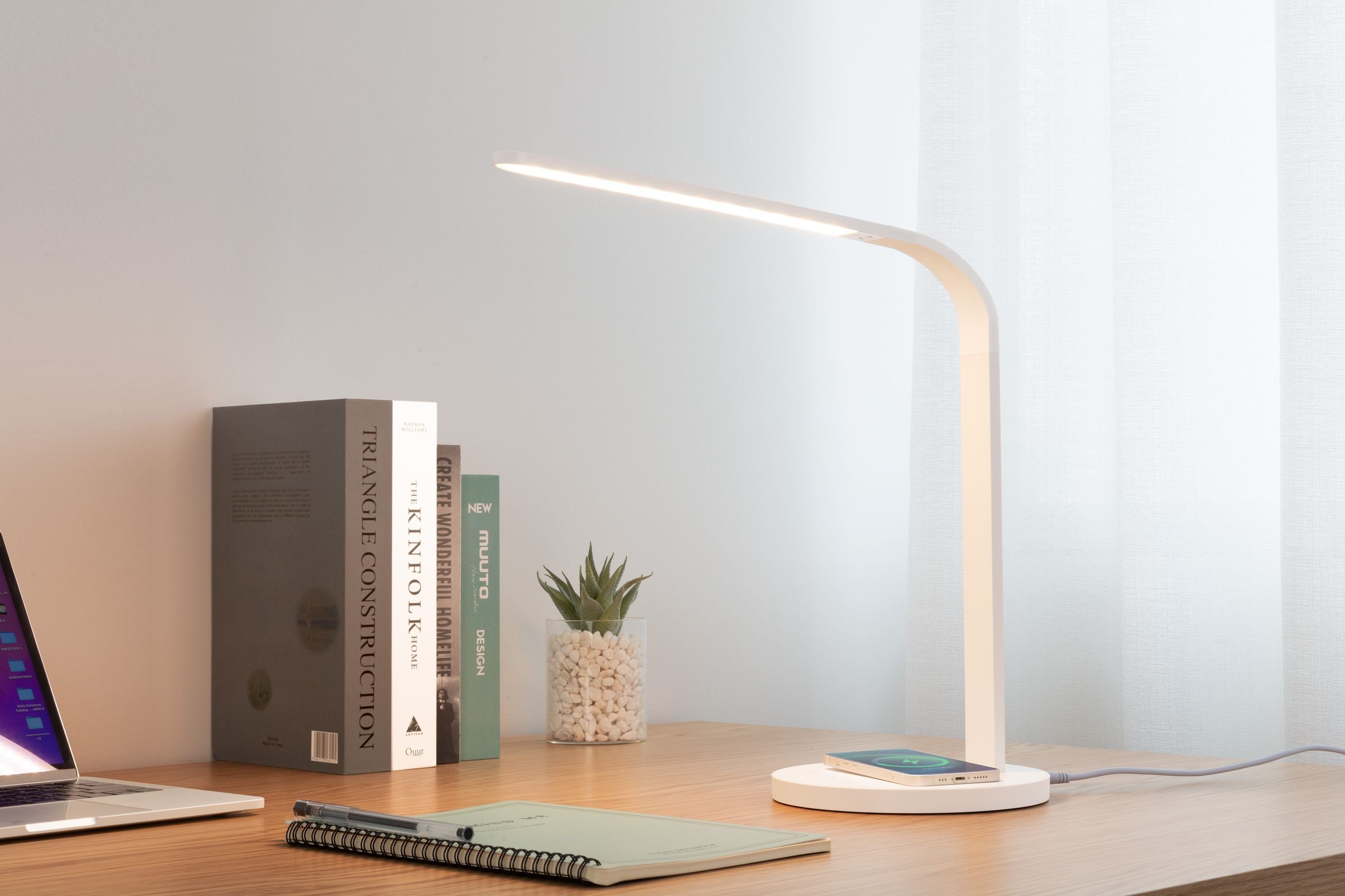 Dimmbar, Linsar Helligkeitsstufen, LED Farbmodi 3 5 Schreibtischlampe Qi-Laden und LED