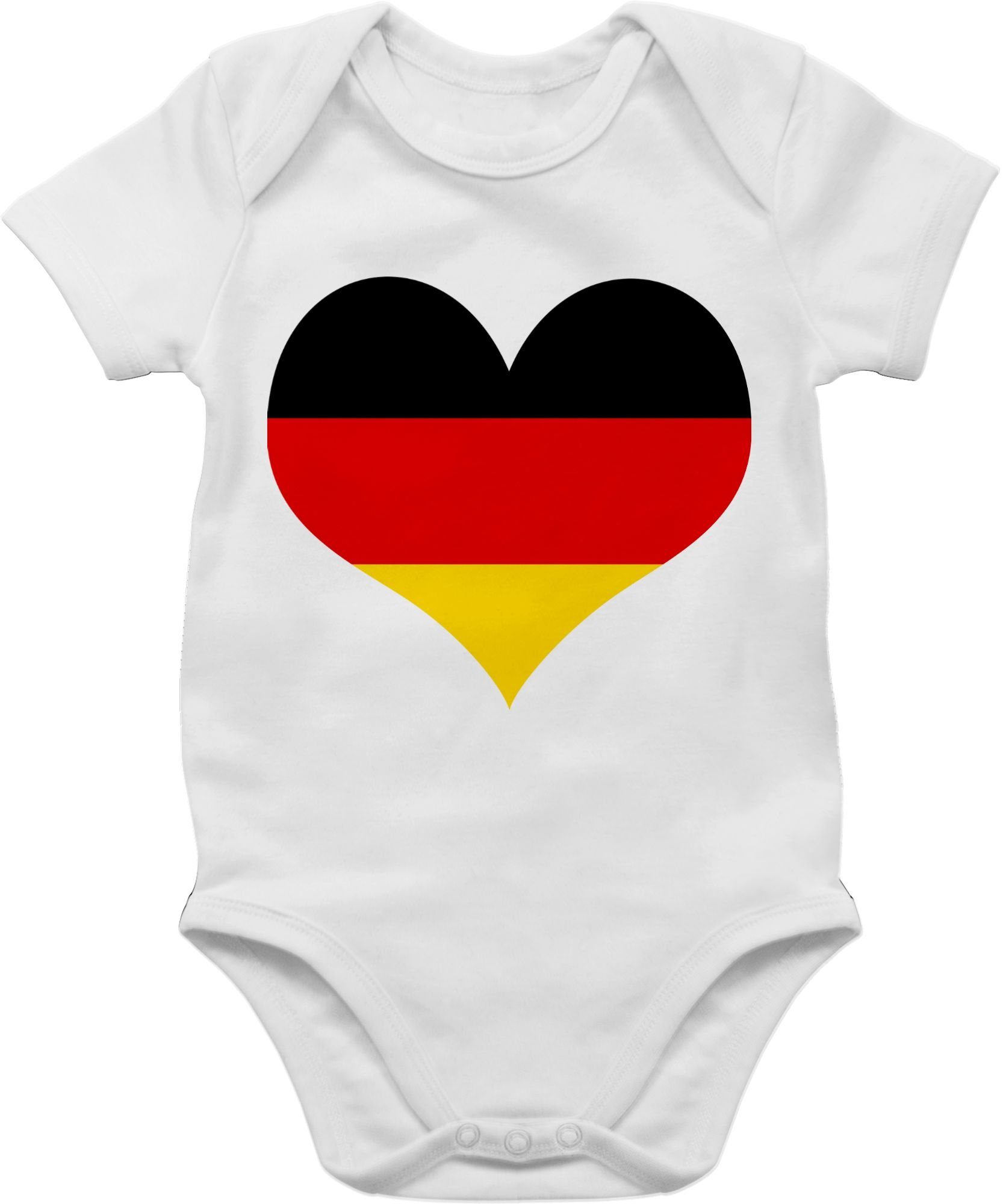 EM Shirtbody 1 Herz Shirtracer klassisch Fussball Weiß Deutschland Baby 2024