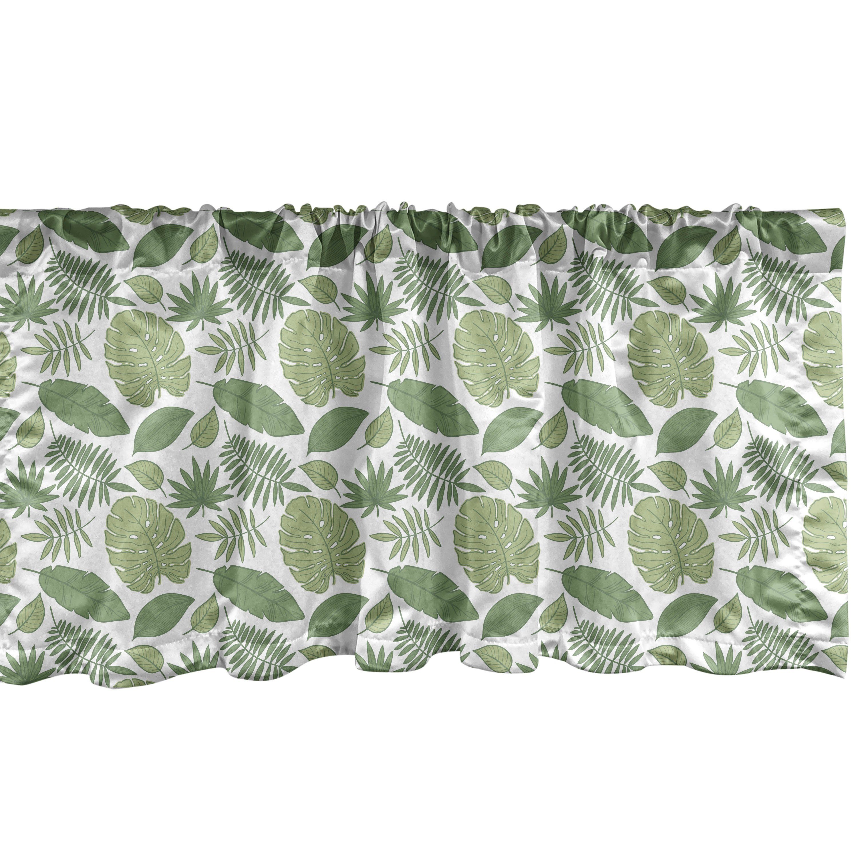 Scheibengardine Vorhang Volant für Küche Schlafzimmer Dekor mit Stangentasche, Abakuhaus, Microfaser, Philodendron Dschungel-Blätter Botanik