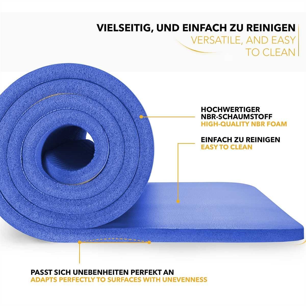TRESKO Gymnastikmatte rutschfest mit Tragegurt Sportmatte gepolstert, Yogamatte Gymnastikmatte Dick Fitnessmatte