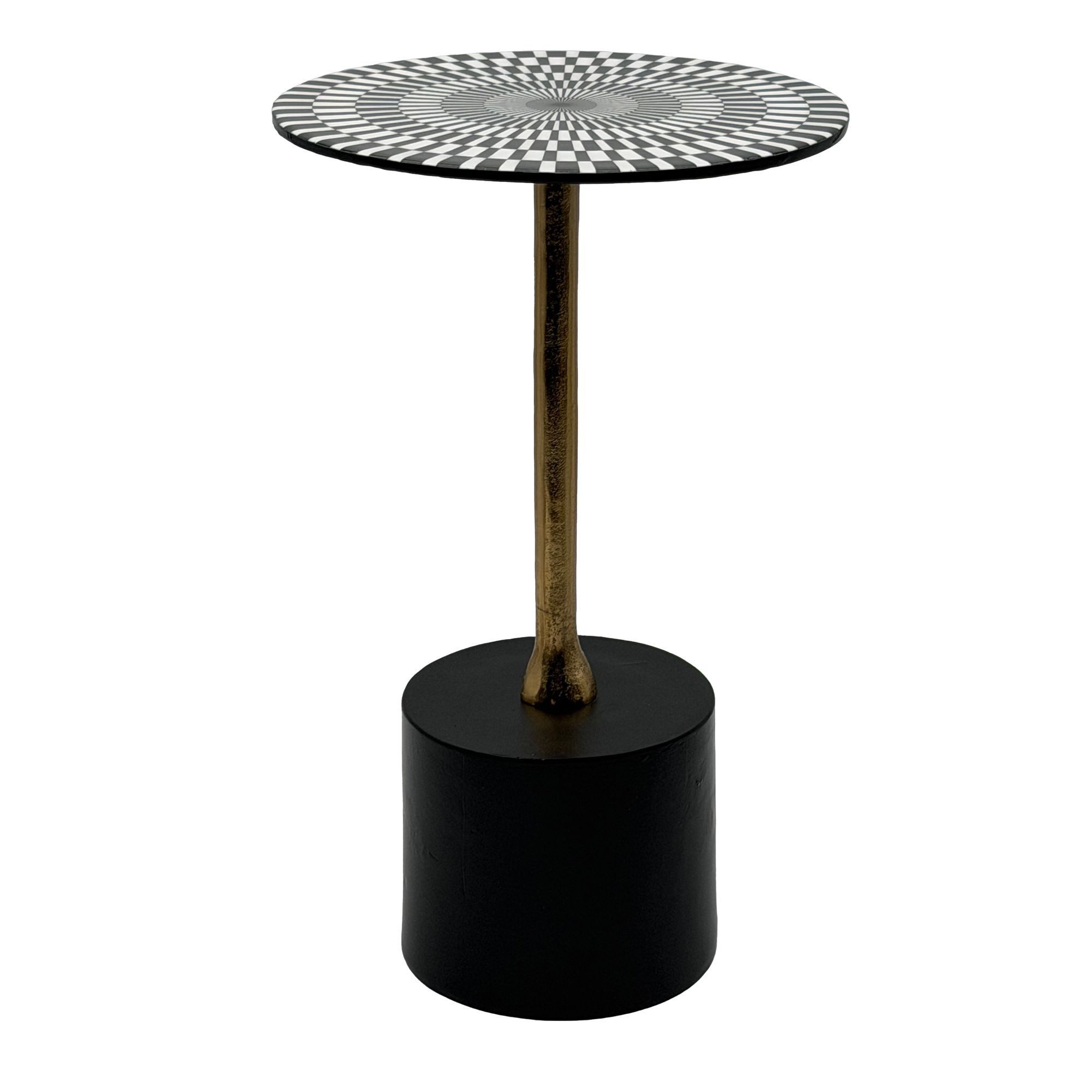 Wohnling Beistelltisch WL7.496 Anstelltisch Metall Abstelltisch Wohnzimmertisch Rund Muster (Dekorativer Tisch für moderne Wohnräume), Op-Art-Muster Tischplatte mit starkem Design