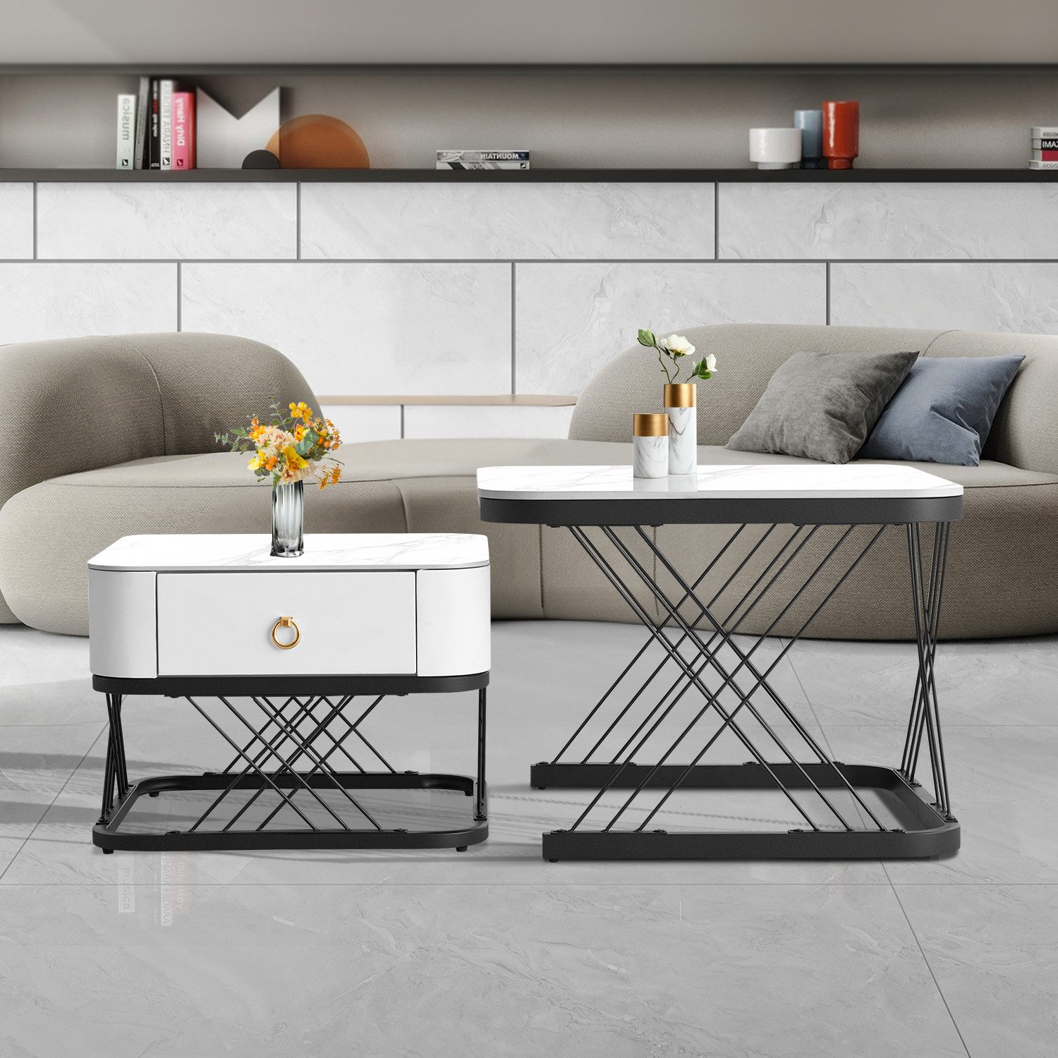 OKWISH Couchtisch Satztisch Rund Beistelltisch Kaffeetisch günstig online kaufen