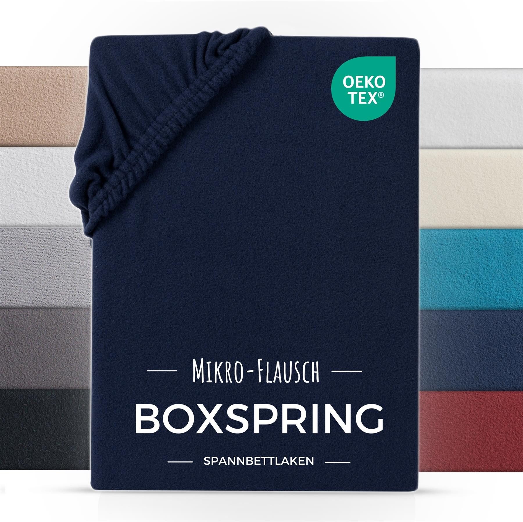Carpe Sonno Spannbettlaken Boxspring Winter Teddy Fleece Plüsch 180x200 200x200 180x220 200x220, Fleece, Gummizug: rundum, (1 Stück), Wasserbett Spannbettlaken Kuschelig Warm Spannbetttuch Blau