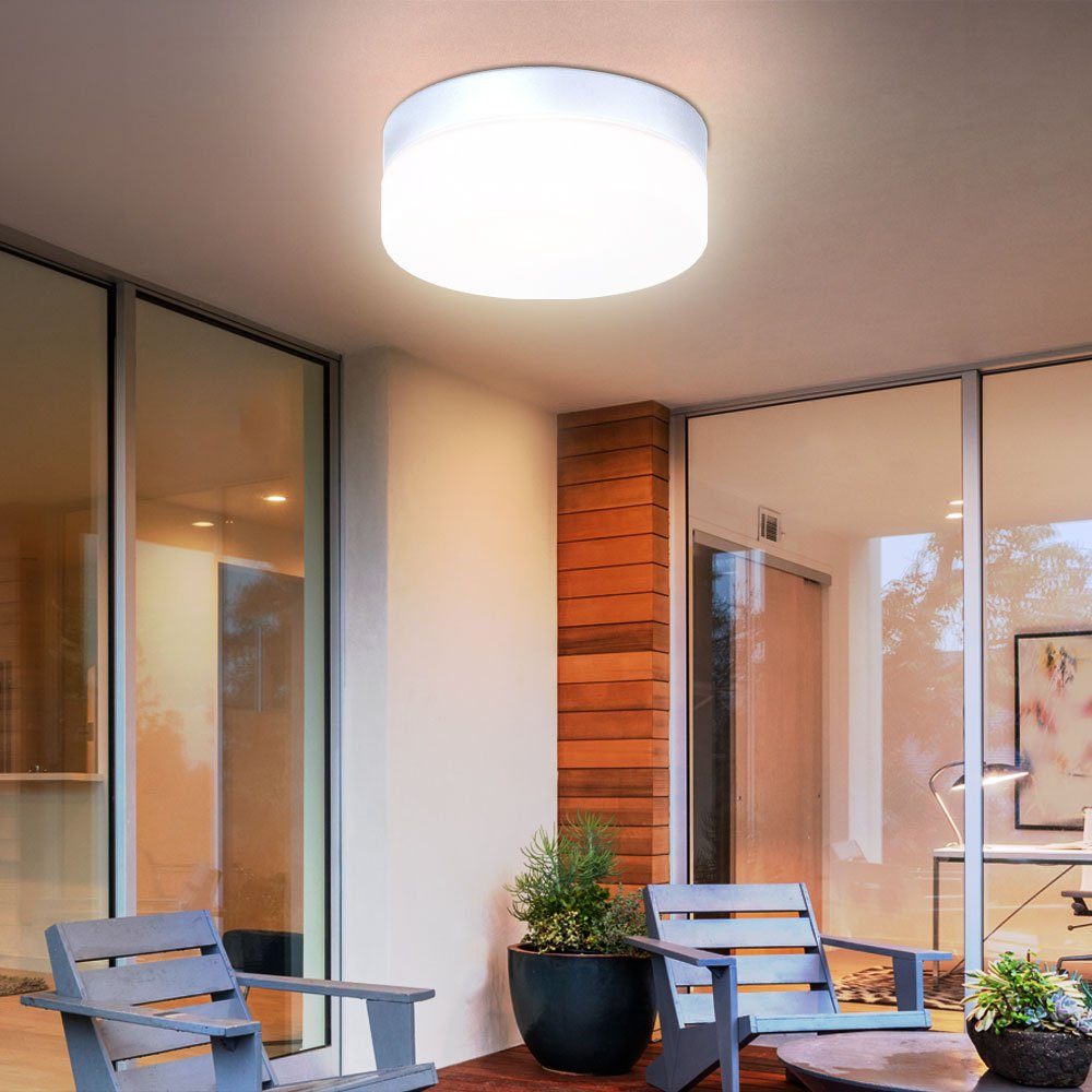 GLOBO LIGHTING Außen-Deckenleuchte, Leuchtmittel nicht inklusive, Außen Bereich Decken Leuchte Glas opal Garten Park ALU Strahler