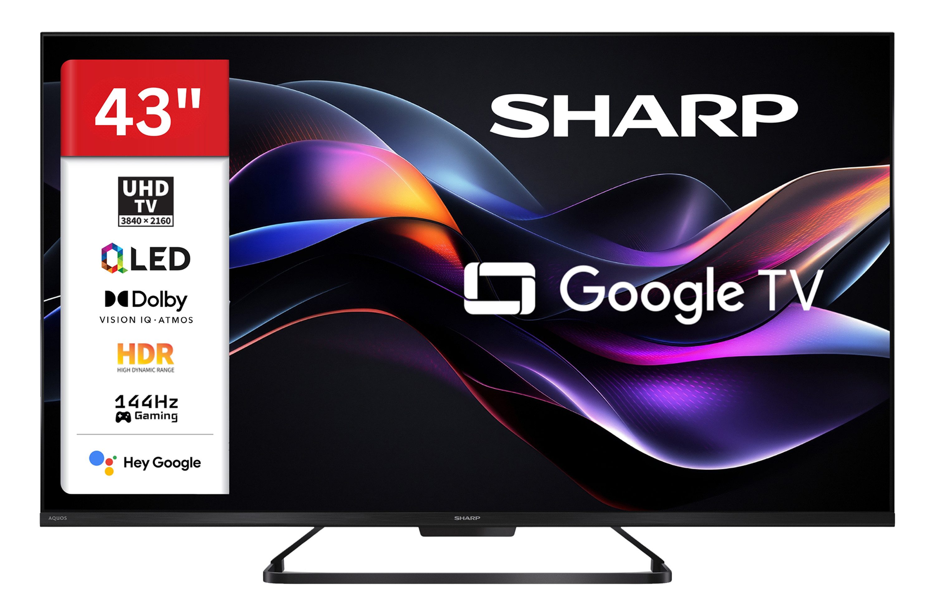 Sharp 4T-C43HRx QLED-Fernseher (108 cm/43 Zoll, 4K Ultra HD, Google TV, 43HR7765E Google TV, 144Hz Gaming, HDR Dolby Vision & Dolby Atmos)