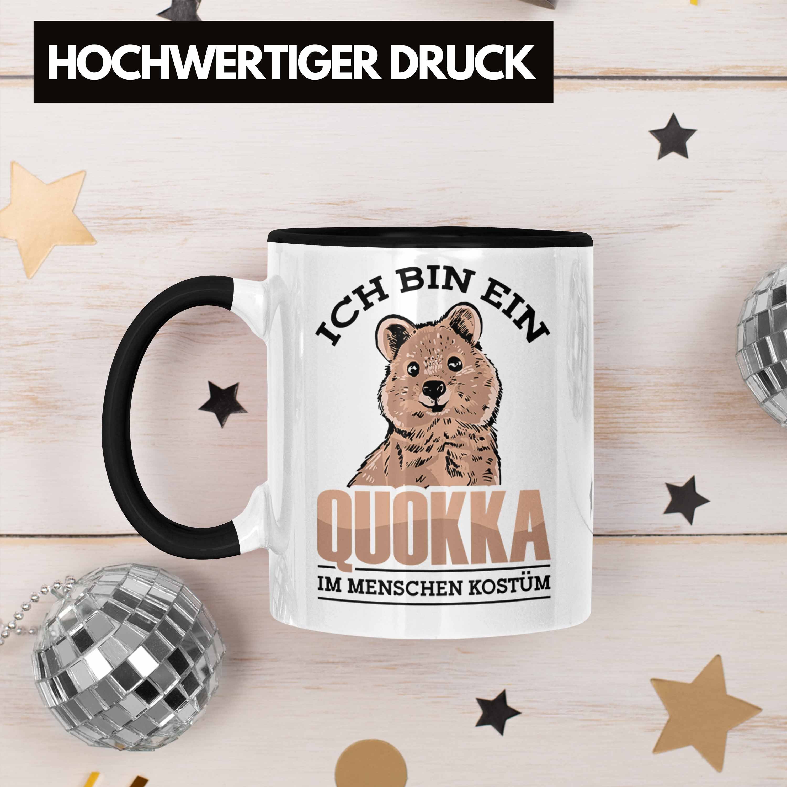 Trendation Tasse Lustige Tasse Kos Liebhaber Geschenk Menschen Schwarz Quokka für Quokka-Motiv