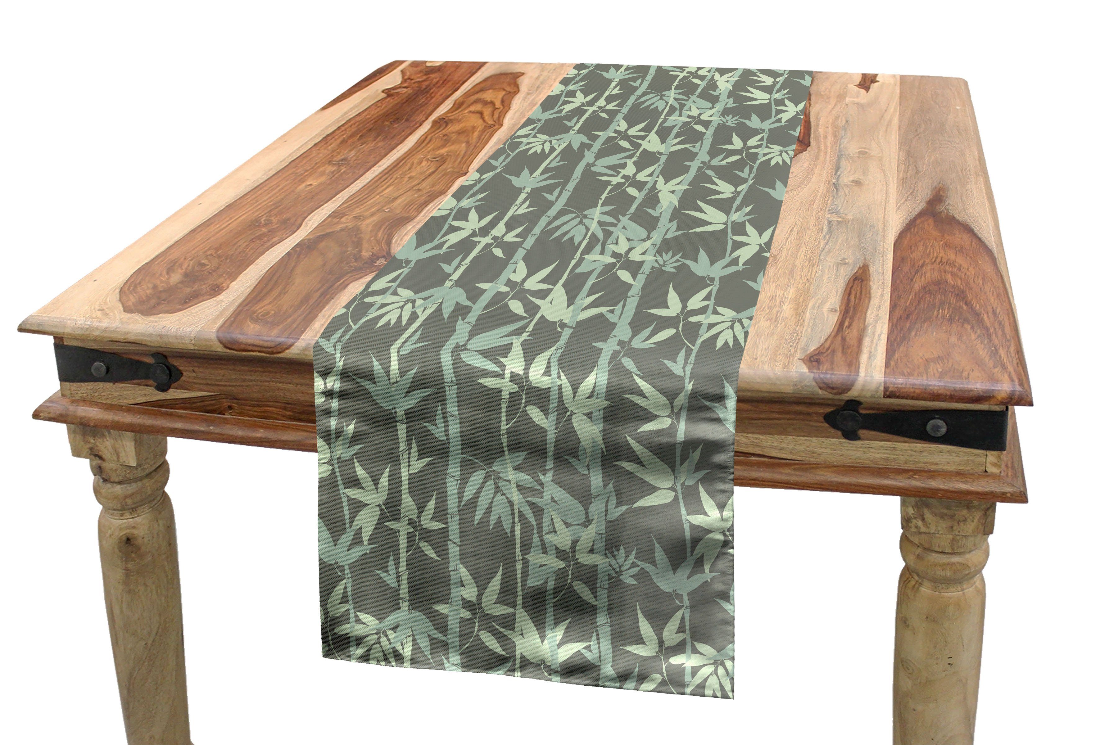 Dekorativer Botanical Abakuhaus Tischläufer, Blätter Bambus Küche und Tischläufer Rechteckiger Esszimmer Stengel