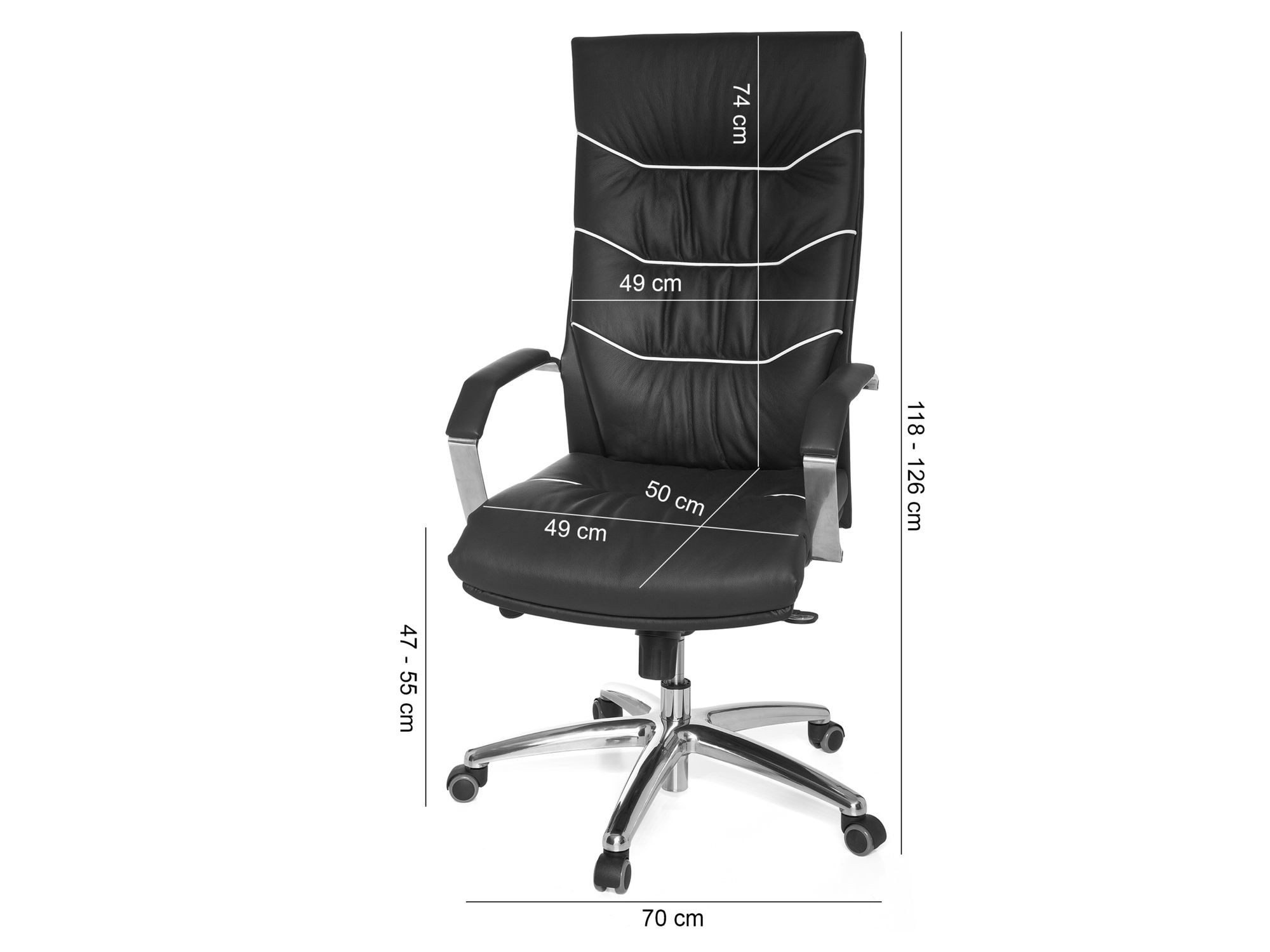 FINEBUY Chefsessel XXL Echtleder schwarz Bürostuhl Drehstuhl Schreibtischstuhl (Echtleder schwarz bis 120 kg, Bürostuhl X-XL), Schreibtischstuhl Drehbar, Drehstuhl mit Armlehne