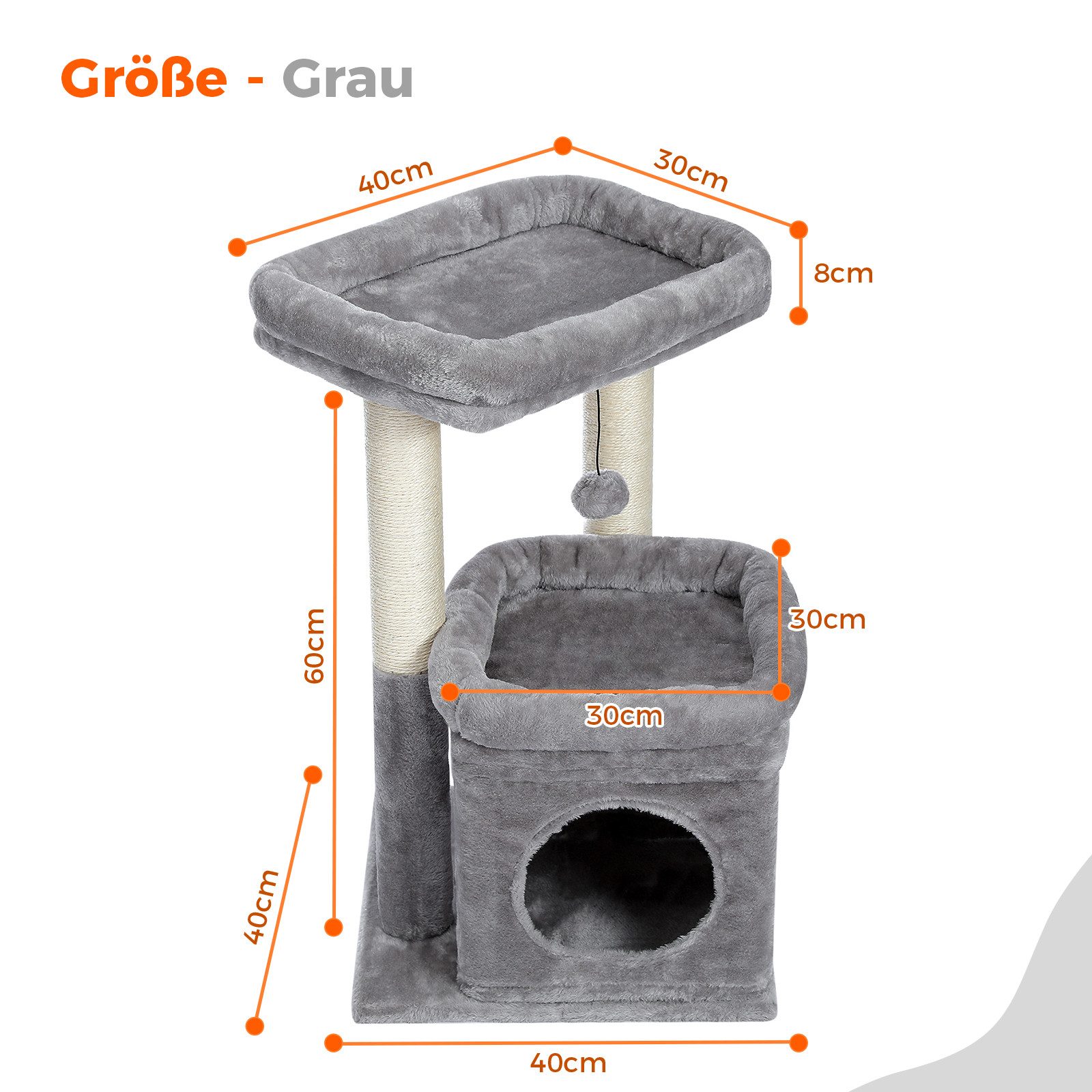 PAWZ Road Kratzbaum Kleiner Katzenbaum, mehrstöckiger Katzenturm,gemütlicher Katzenwohnung, mit Sisal-überzogenem Kratzbaum