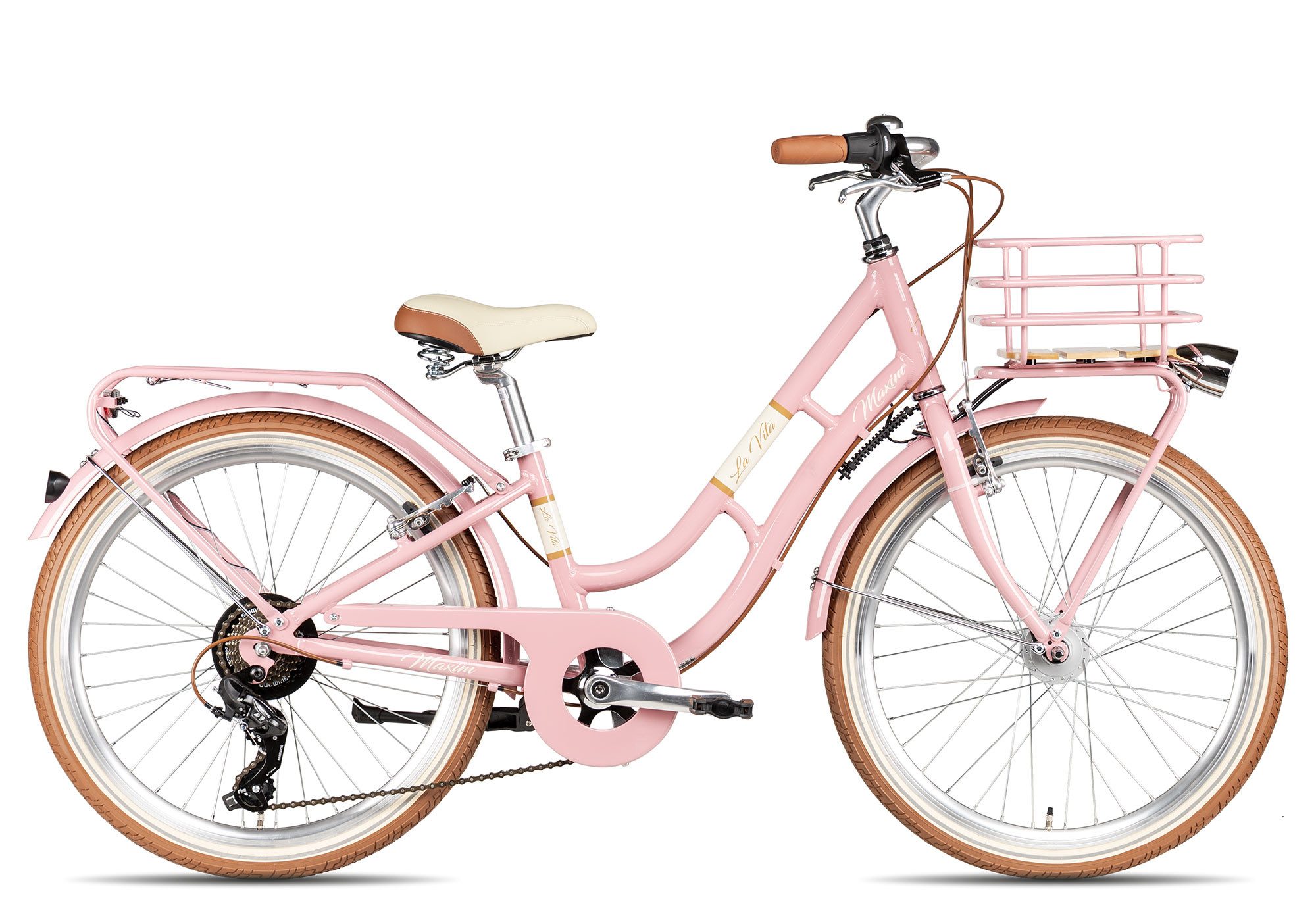 Maxim Kinderfahrrad Maxim La Vita 7 24, 7 Gang Shimano Tourney 7 Schaltwerk, Kettenschaltung, Straßenausstattung violett/rosa