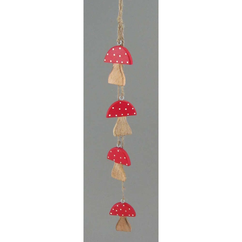 Gasper Hängedekoration HOLZ-PILZ-BÜNDEL mit 4 FLIEGENPILZEN. Länge ca 58cm. Pilze ca 8cm.